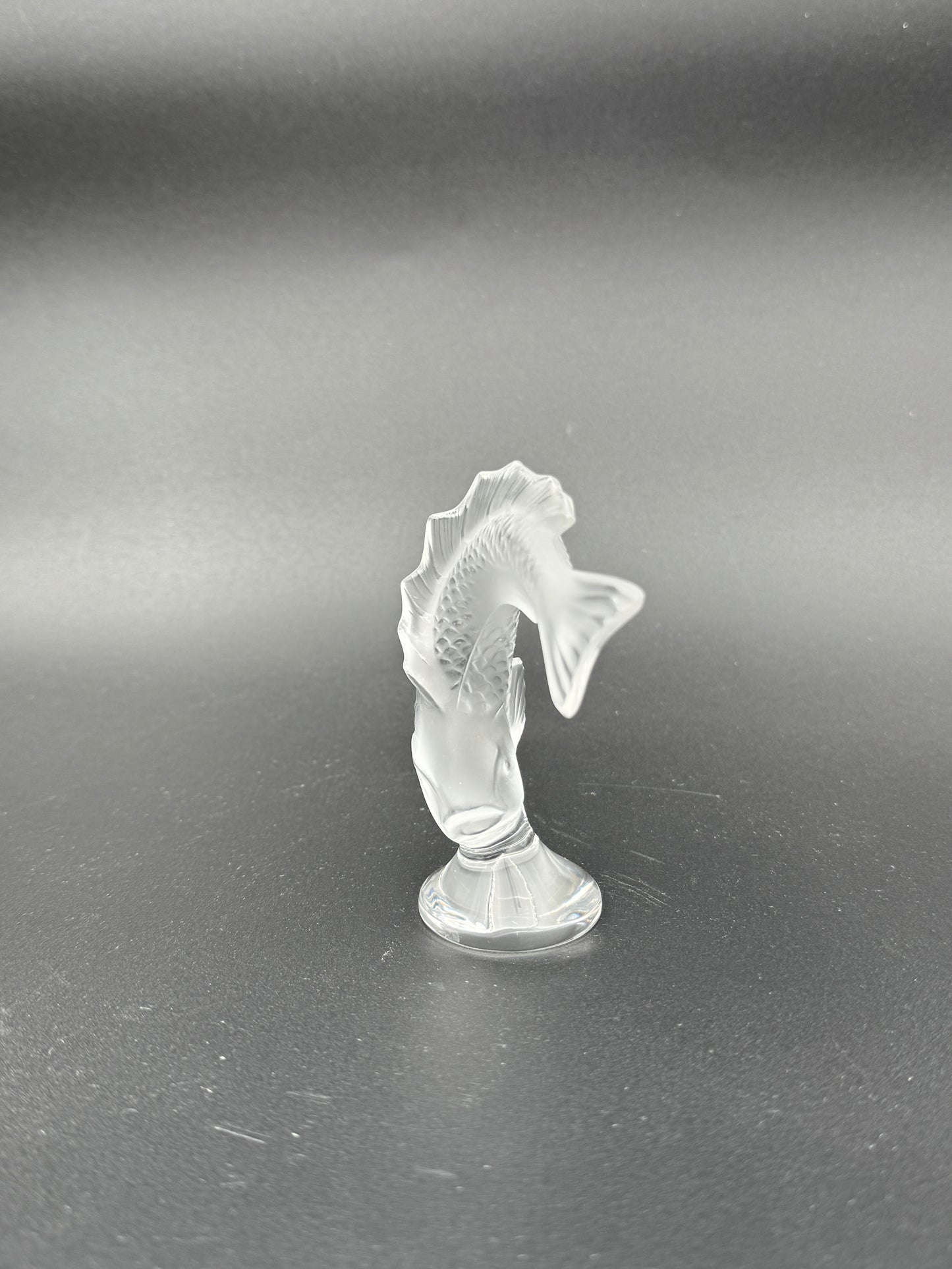 Lalique Crystal Leaping Koi Fish Figurine – Clear Frosted