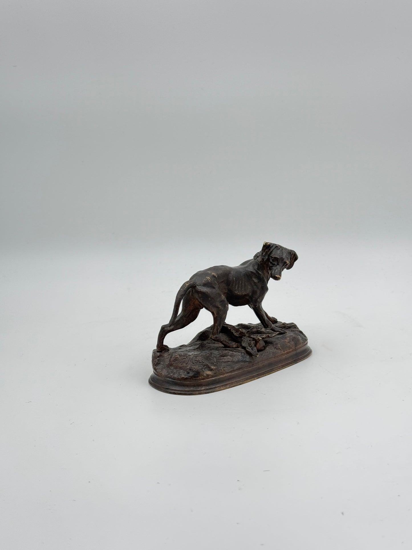 Jules Moigniez (French, 1835-1894) Bronze Sculpture – Pointer Dog and Pheasant, Signed Antique Model