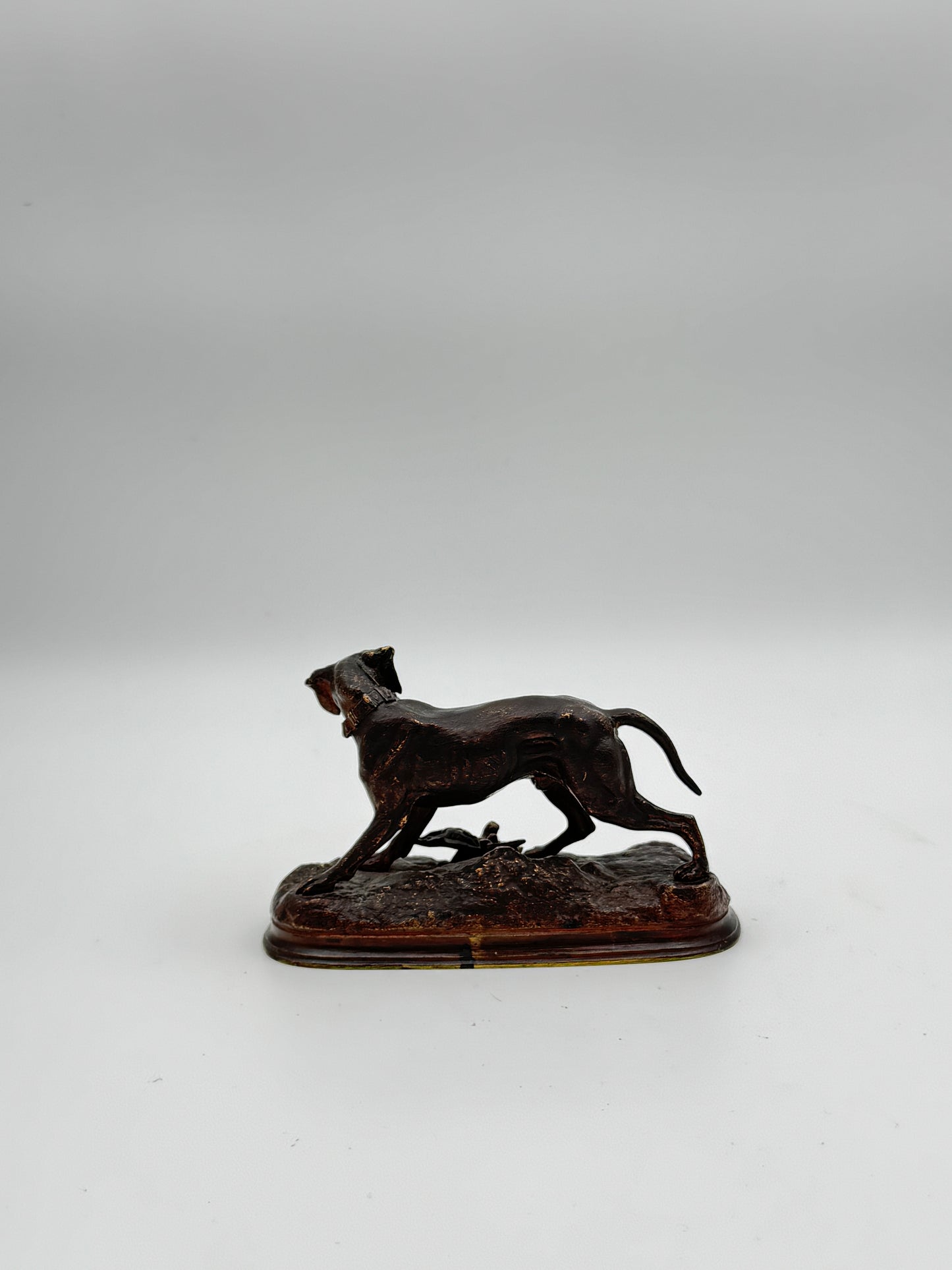 Jules Moigniez (French, 1835-1894) Bronze Sculpture – Pointer Dog and Pheasant, Signed Antique Model