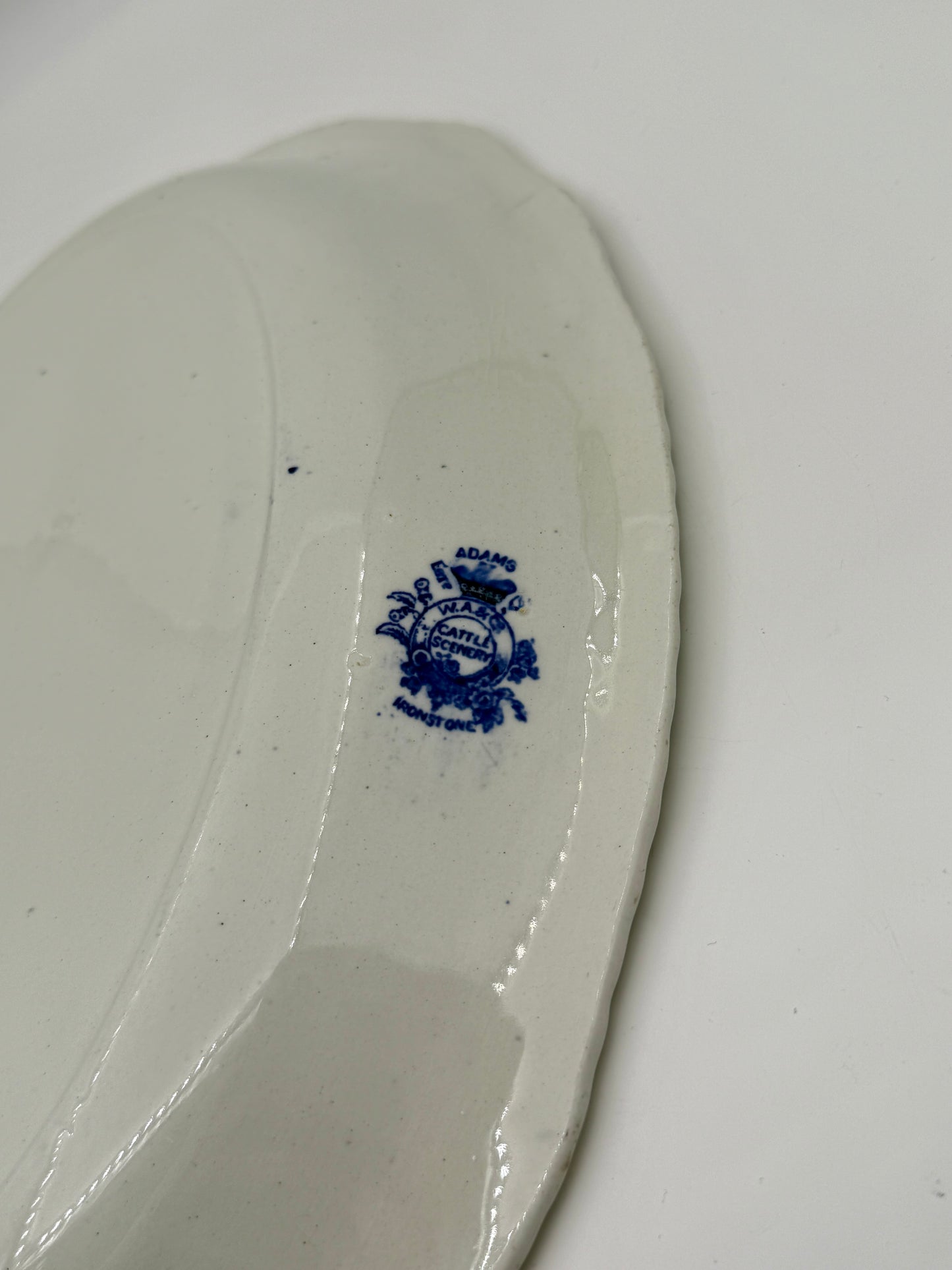 Antique Flow Blue “Cattle Scenery” Platter – William Adams, Staffordshire
