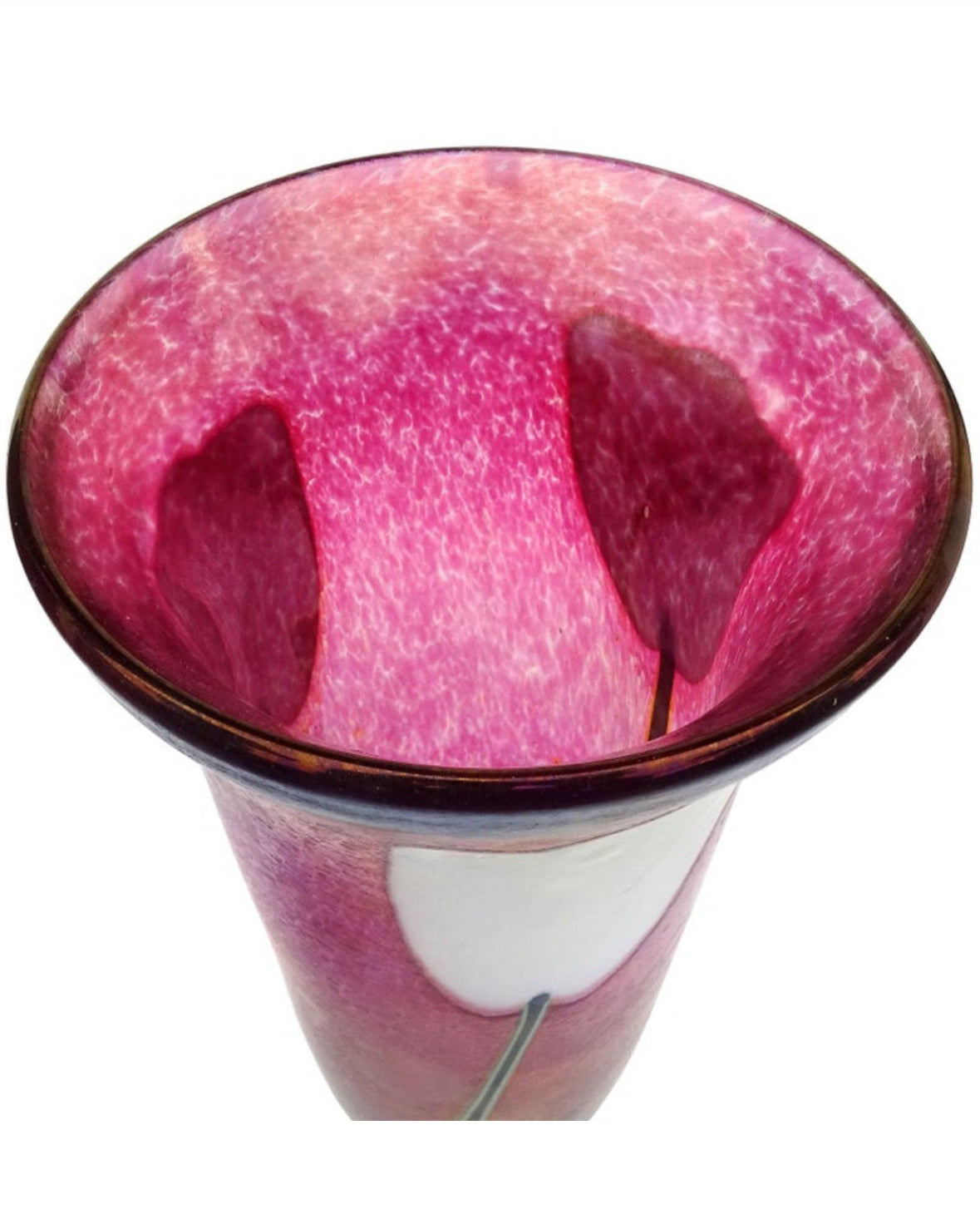 Robert Held Hand-Blown Tulip Art Glass Vase – White Tulip on Pink