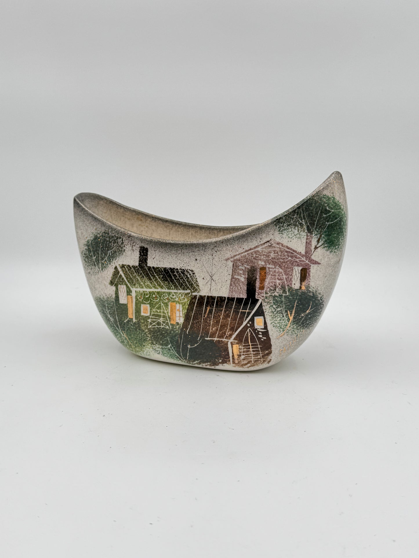 Sascha Brastoff Rooftops Collection Ceramic Art Vase - Mid-Century Modern Decor