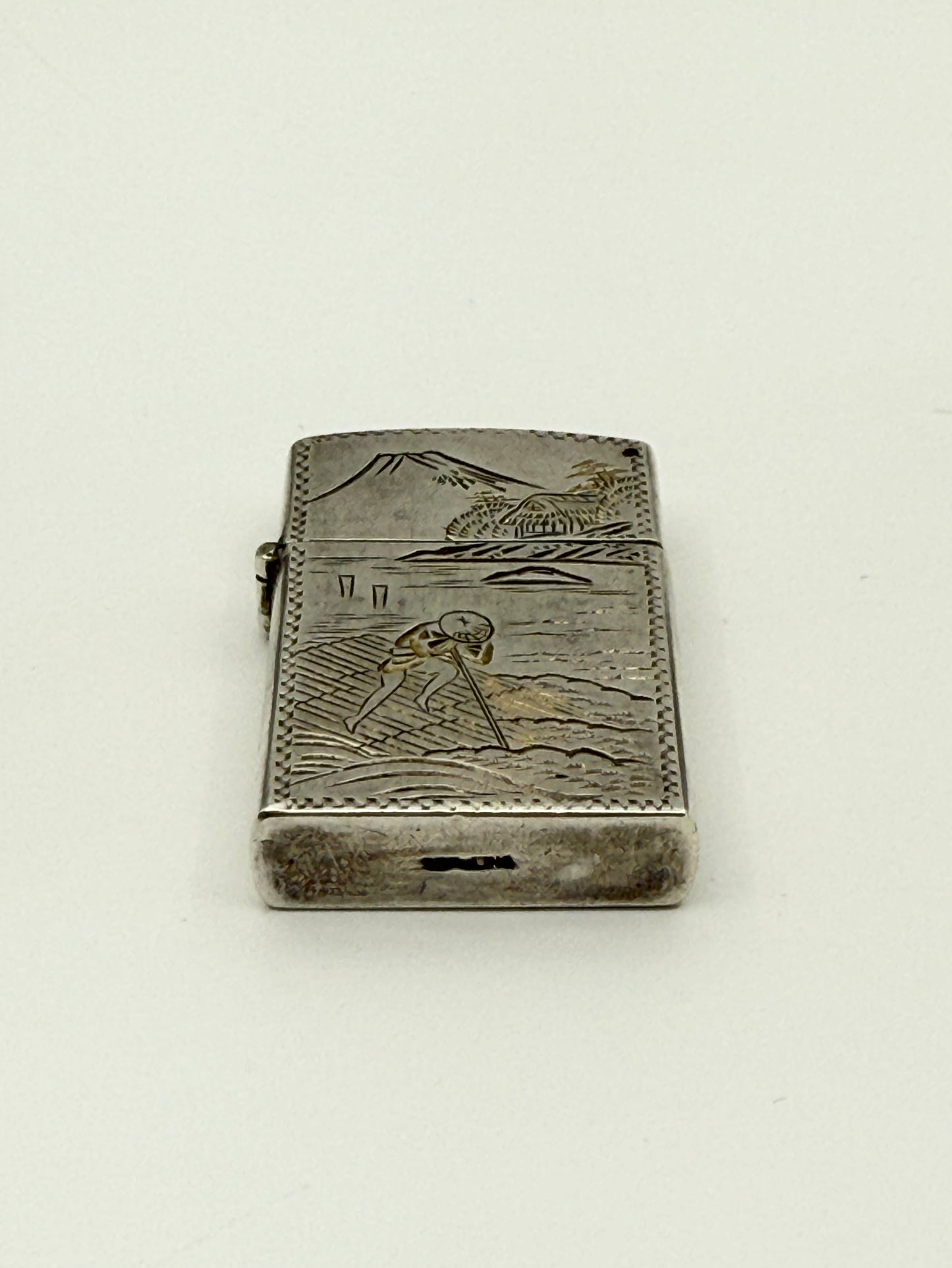 Japanese .950 Silver Cigarette Case & Lighter Set in Box – c.1960
