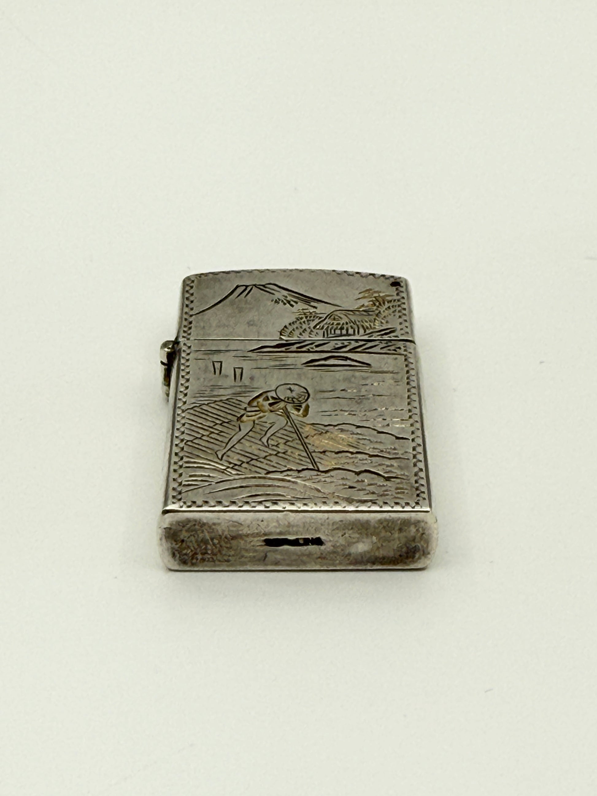 Japanese .950 Silver Cigarette Case & Lighter Set in Box – c.1960