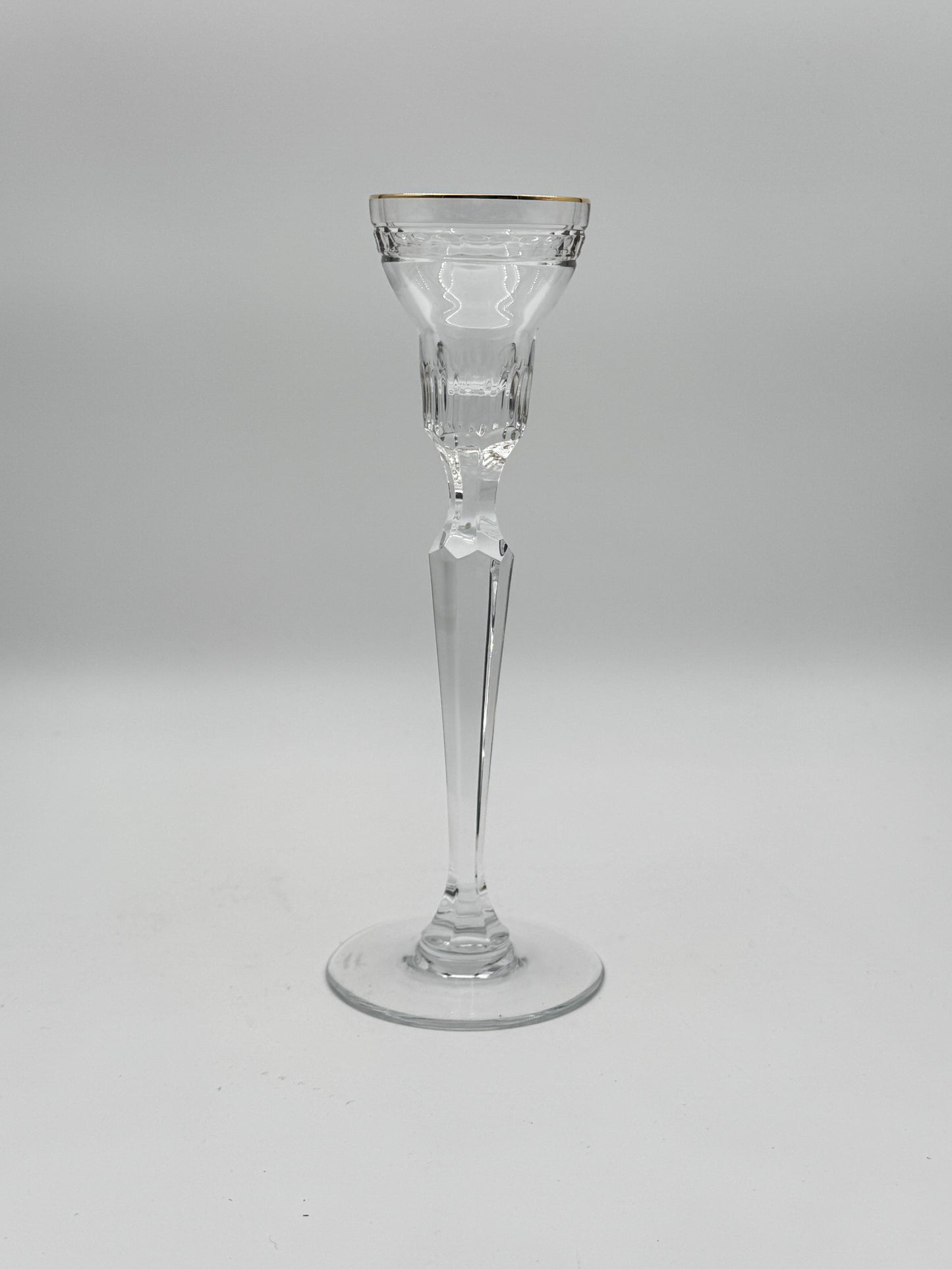 Pair of Marquis by Waterford Crystal Candlesticks - 8 Inches, Elegant Gold Rim Design