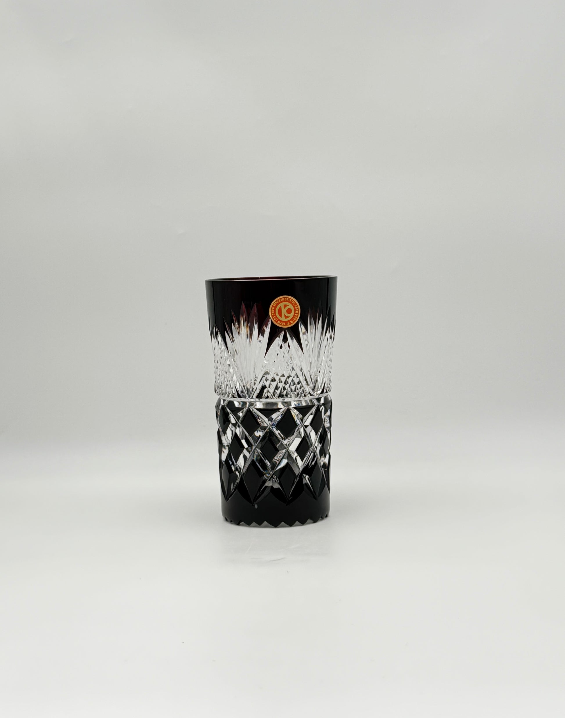 Set of 6 Czech Cut Crystal Tumblers – Multi-Color Drinking Glasses