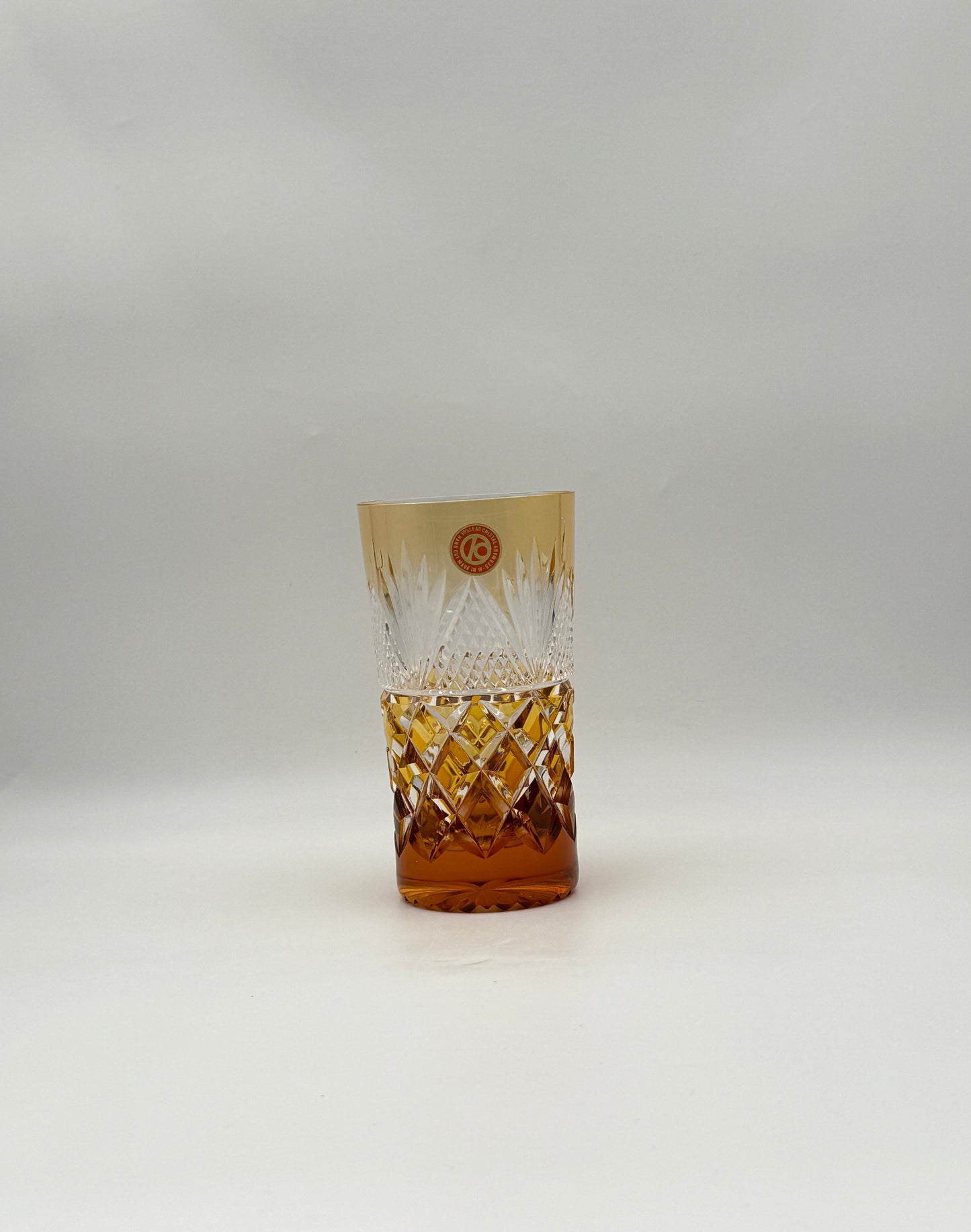 Set of 6 Czech Cut Crystal Tumblers – Multi-Color Drinking Glasses