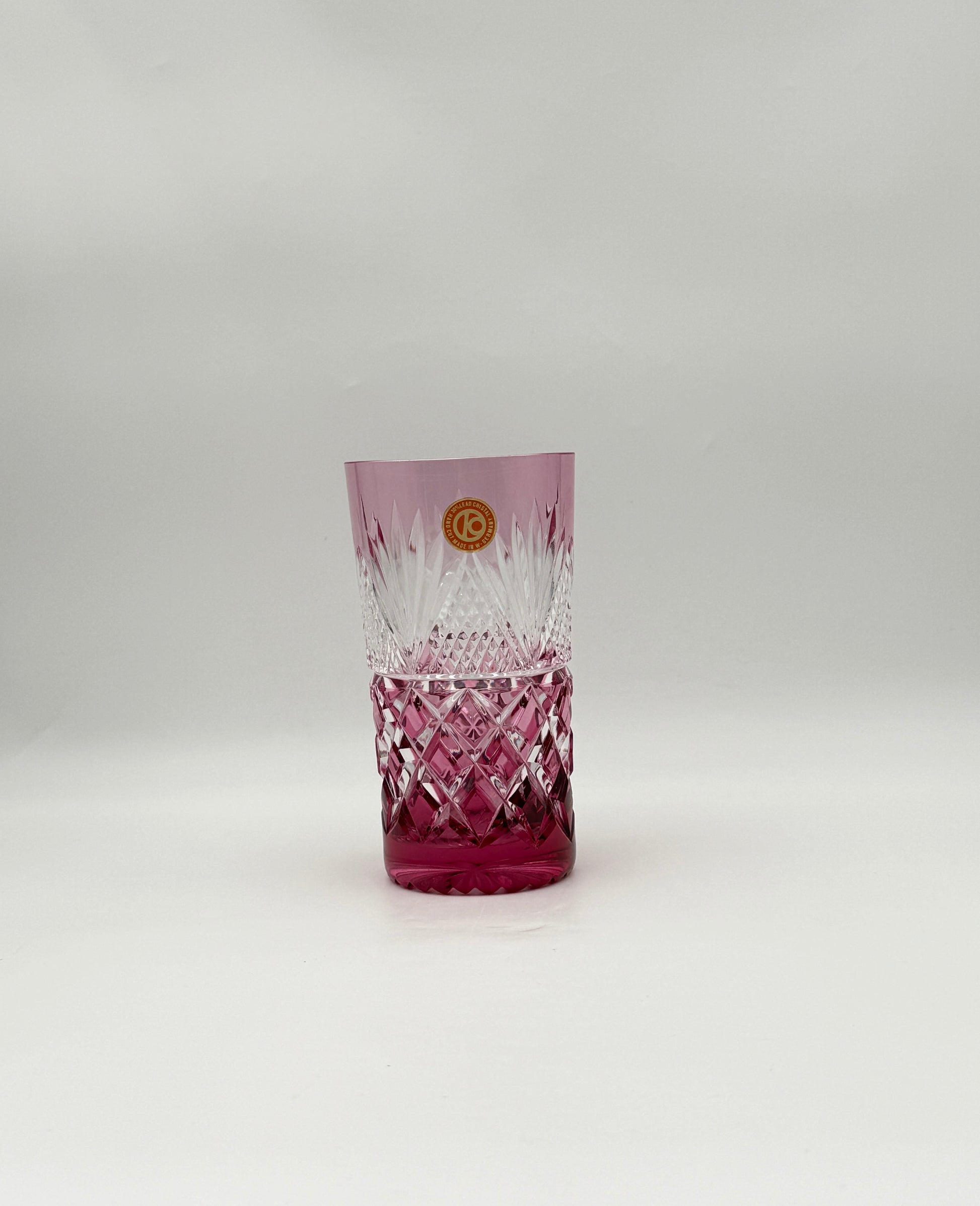 Set of 6 Czech Cut Crystal Tumblers – Multi-Color Drinking Glasses