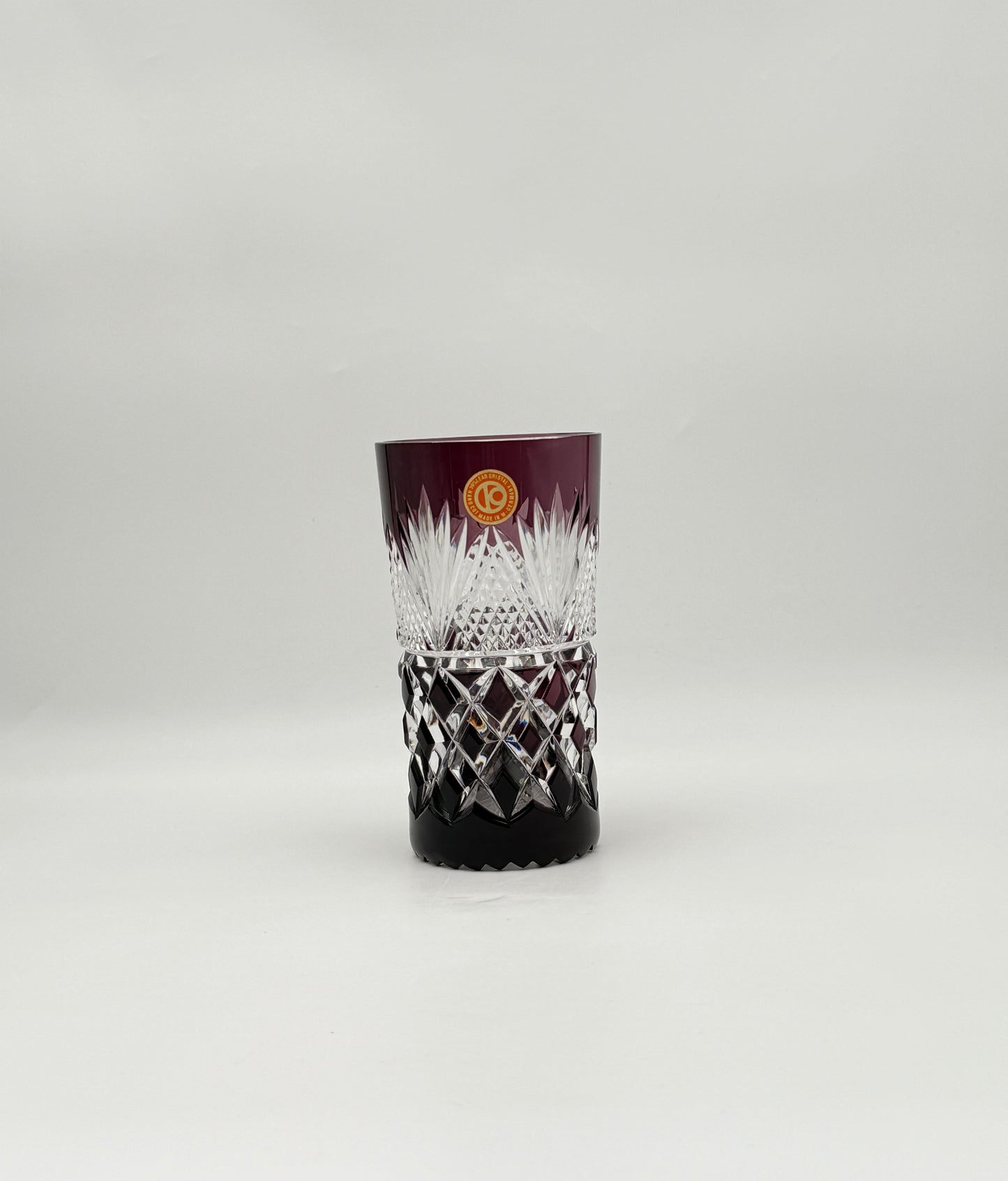 Set of 6 Czech Cut Crystal Tumblers – Multi-Color Drinking Glasses