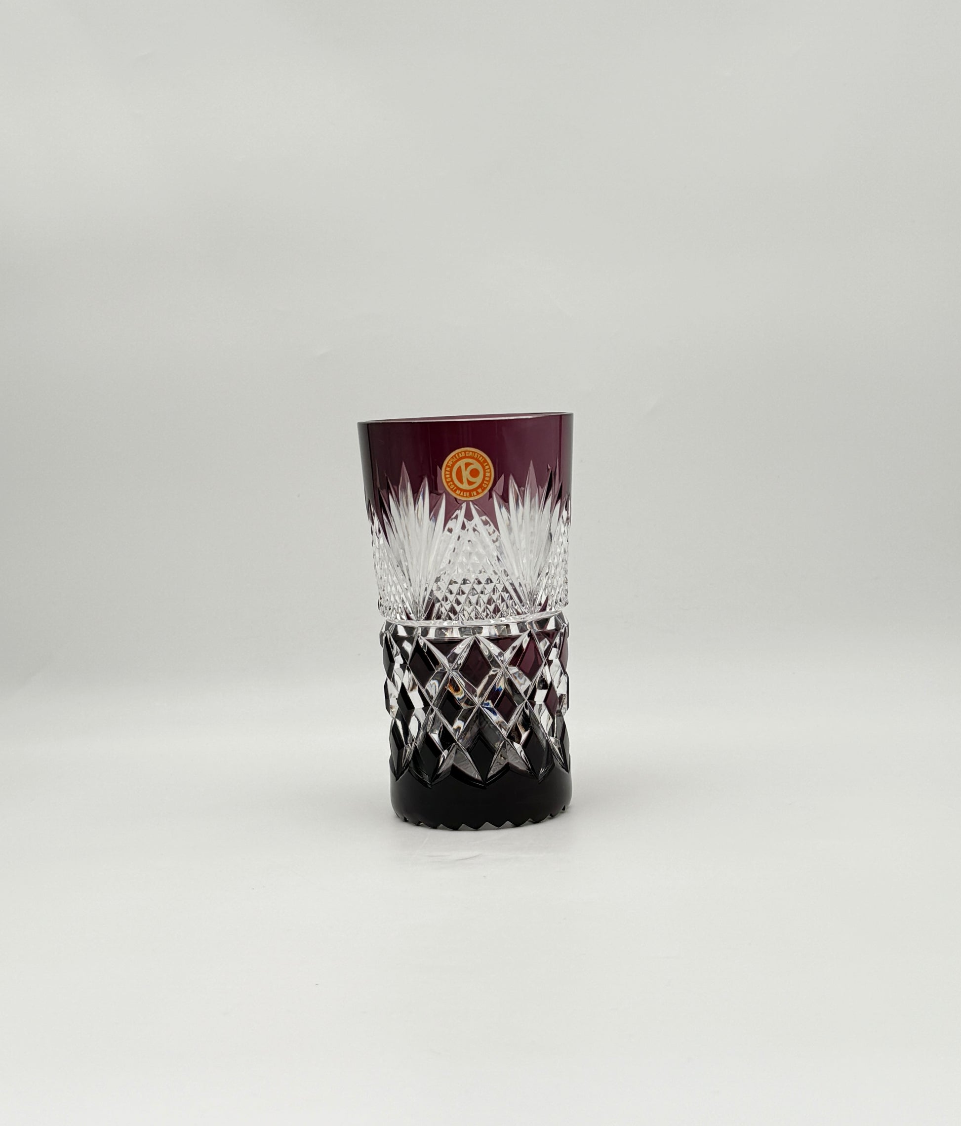 Set of 6 Czech Cut Crystal Tumblers – Multi-Color Drinking Glasses