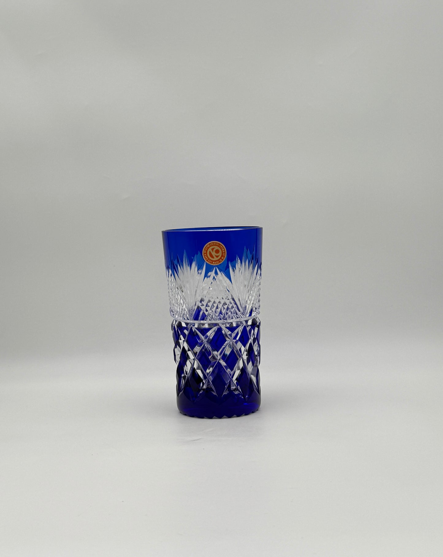 Set of 6 Czech Cut Crystal Tumblers – Multi-Color Drinking Glasses