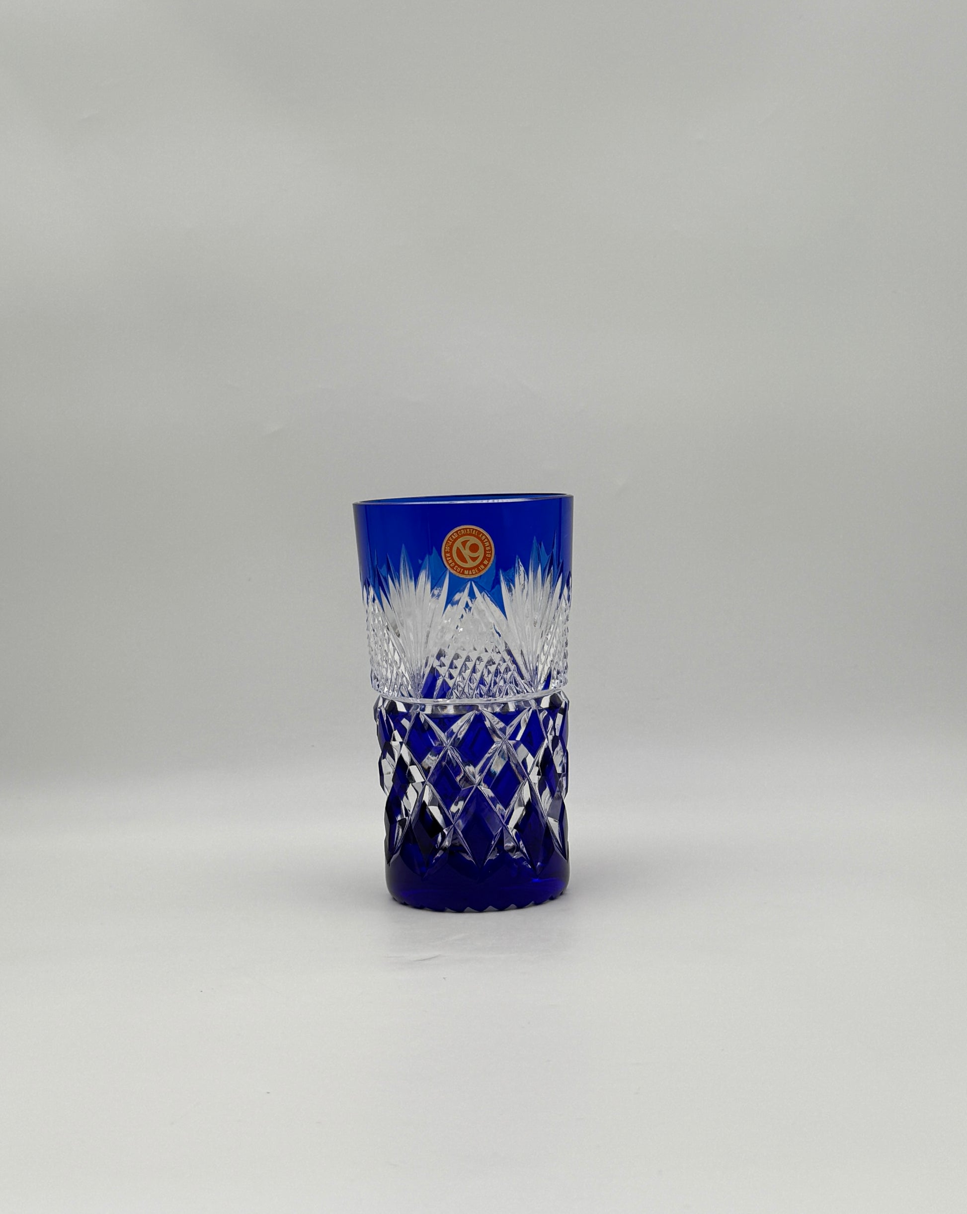 Set of 6 Czech Cut Crystal Tumblers – Multi-Color Drinking Glasses