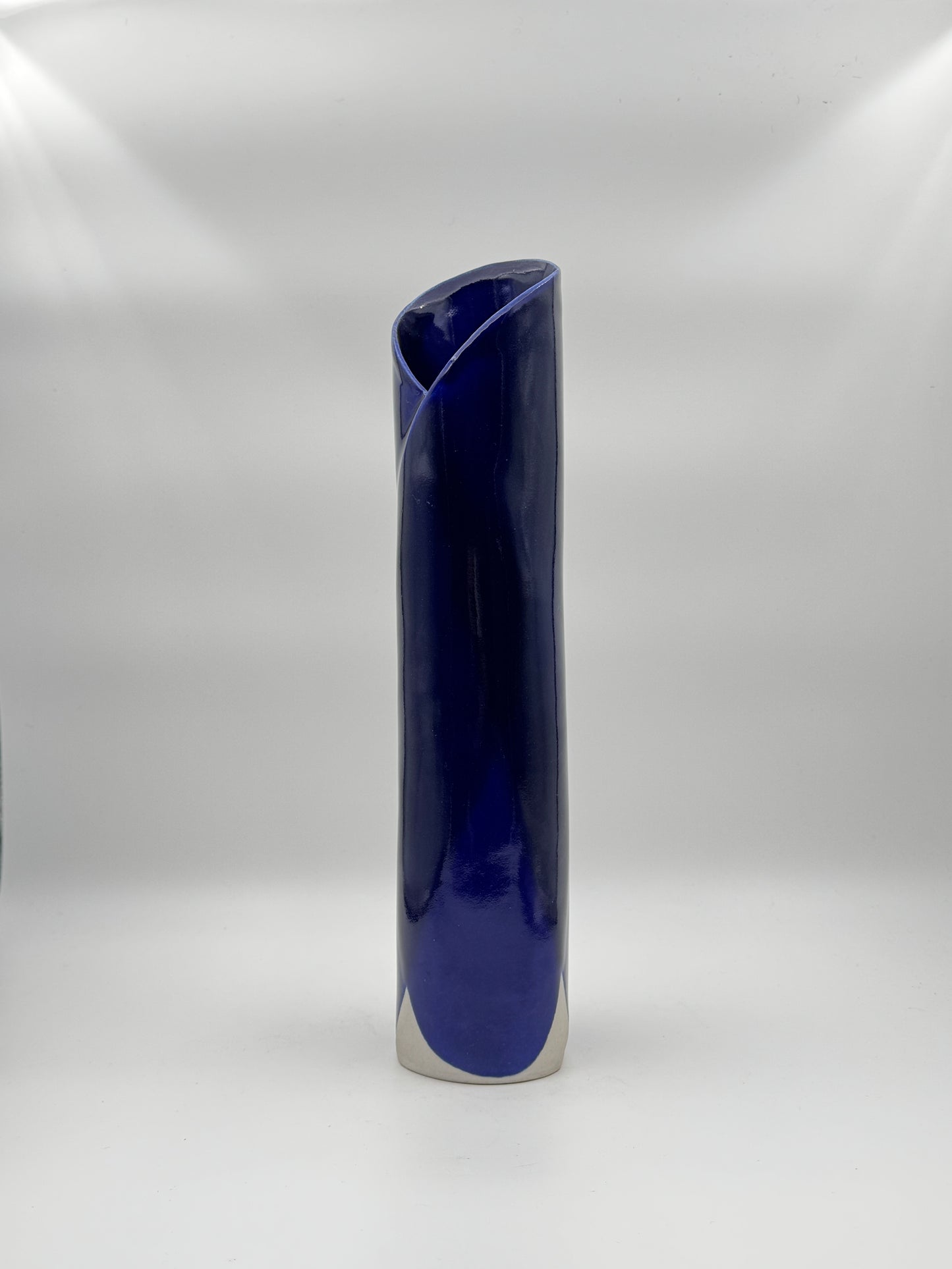 Java Aspen Handmade Ceramic Vase - Tall Cobalt Blue Wrap Design, Modern Art Pottery