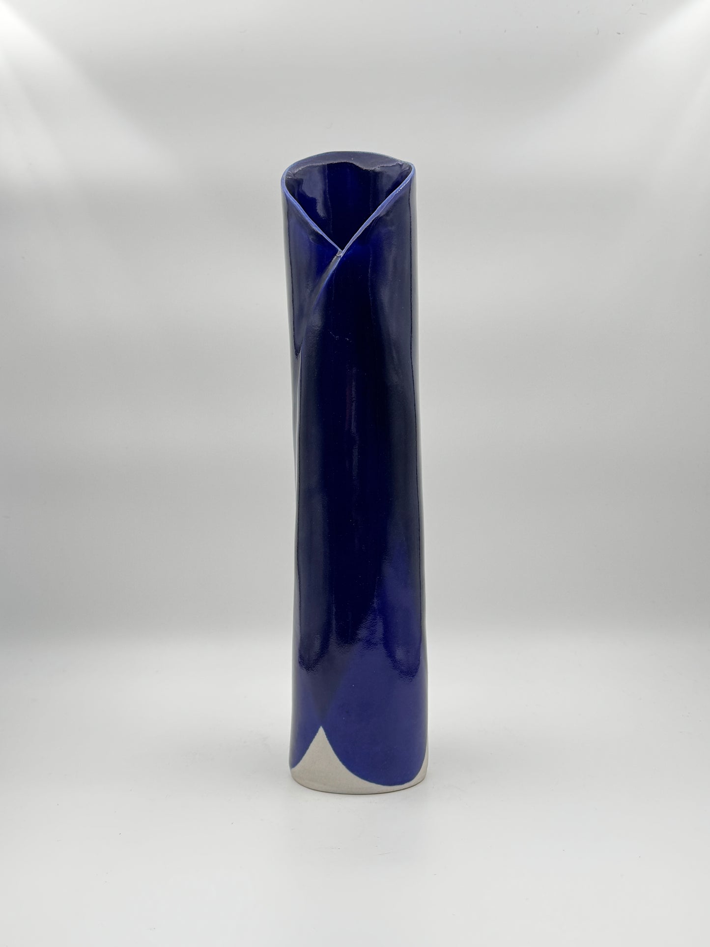 Java Aspen Handmade Ceramic Vase - Tall Cobalt Blue Wrap Design, Modern Art Pottery