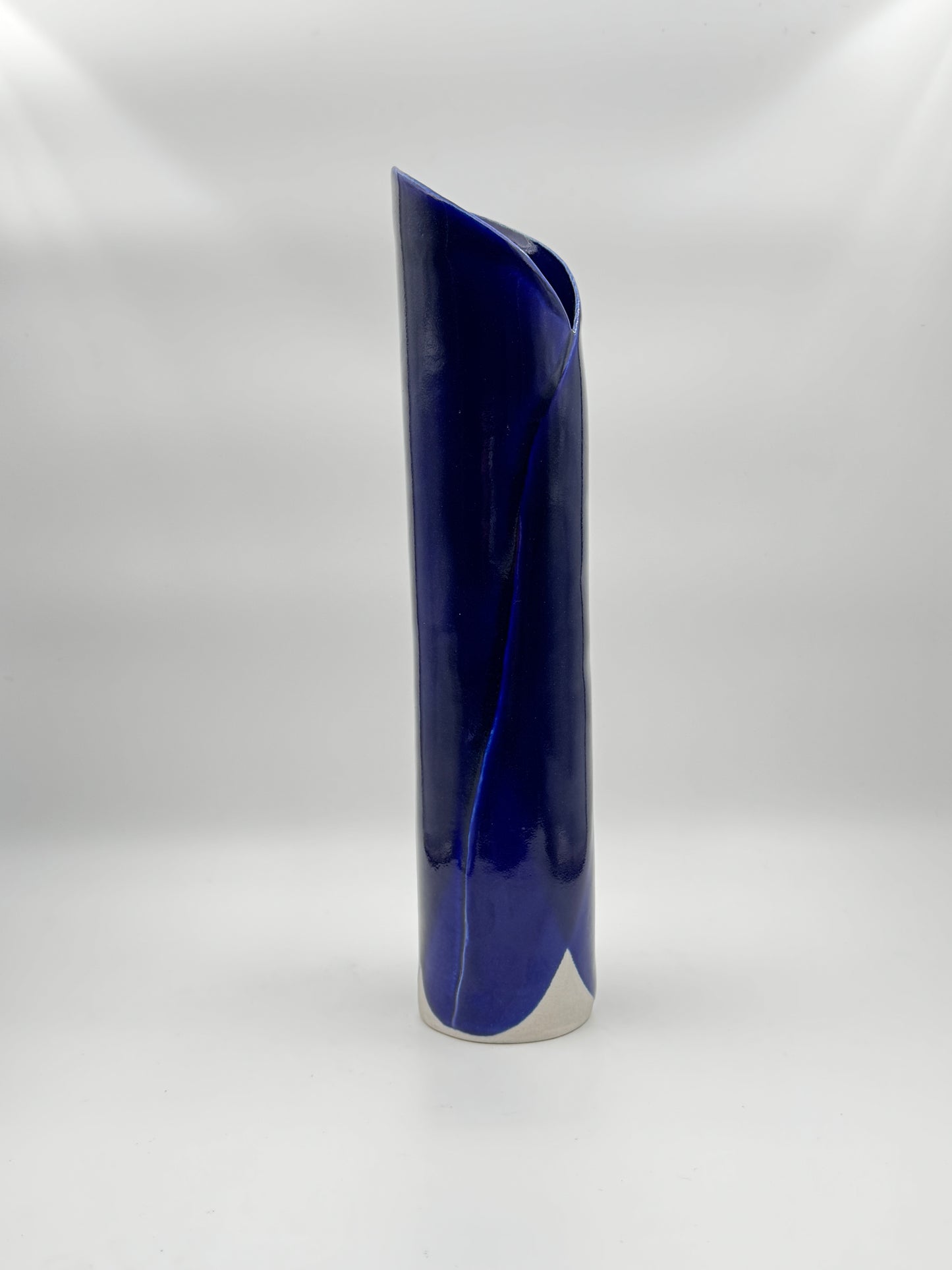 Java Aspen Handmade Ceramic Vase - Tall Cobalt Blue Wrap Design, Modern Art Pottery