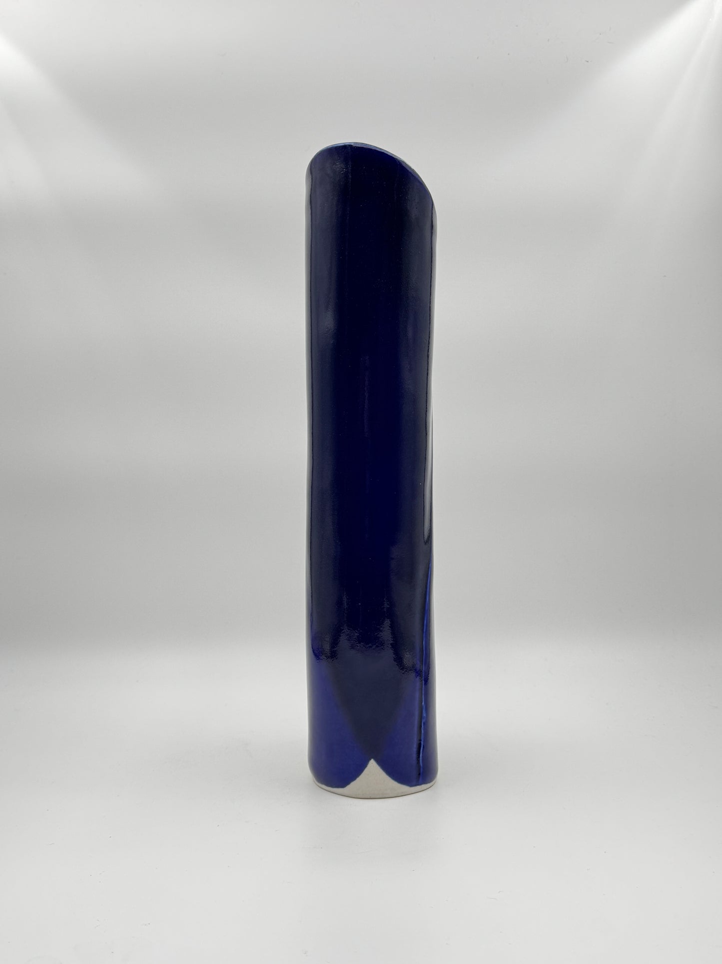 Java Aspen Handmade Ceramic Vase - Tall Cobalt Blue Wrap Design, Modern Art Pottery