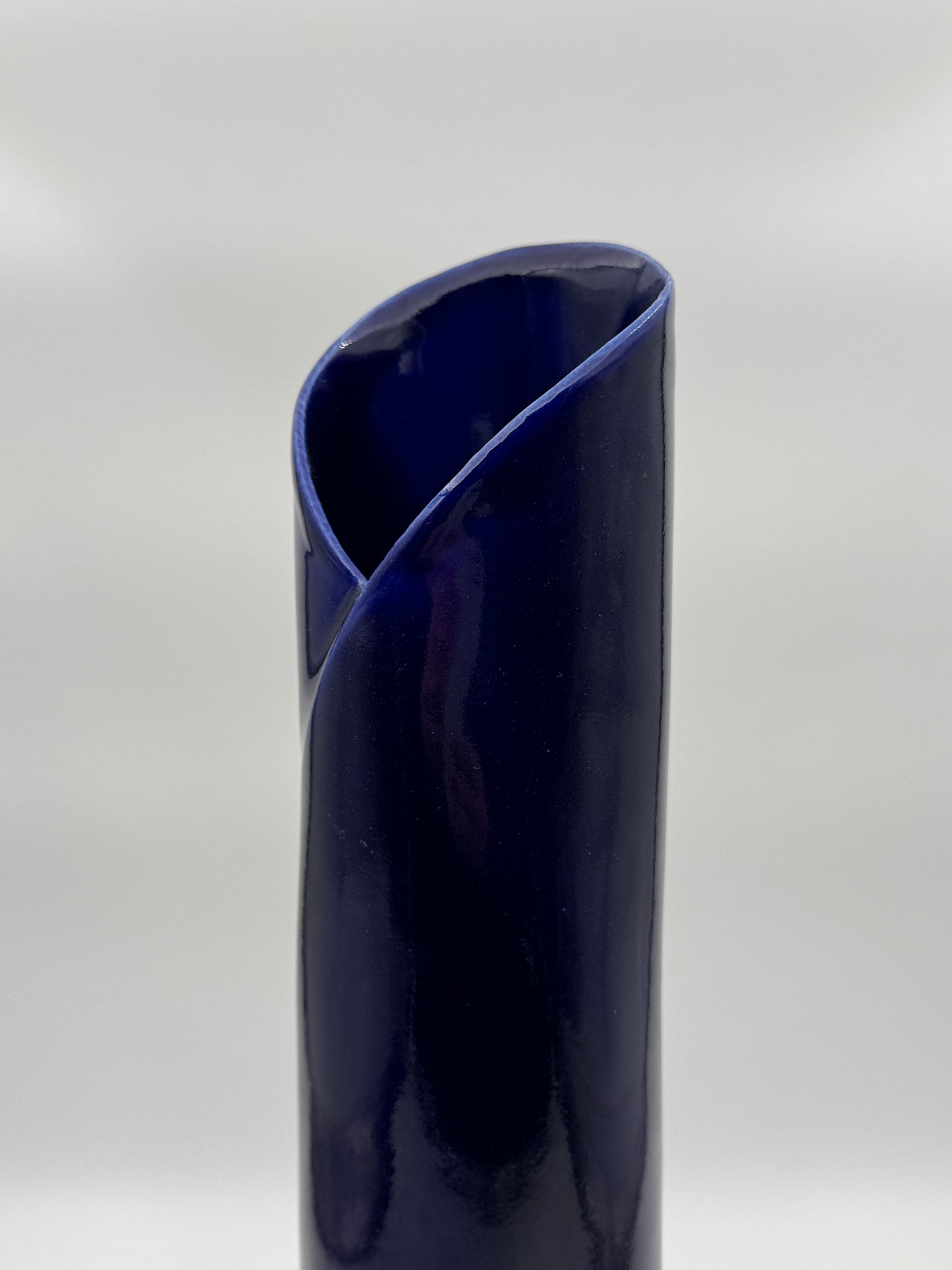 Java Aspen Handmade Ceramic Vase - Tall Cobalt Blue Wrap Design, Modern Art Pottery