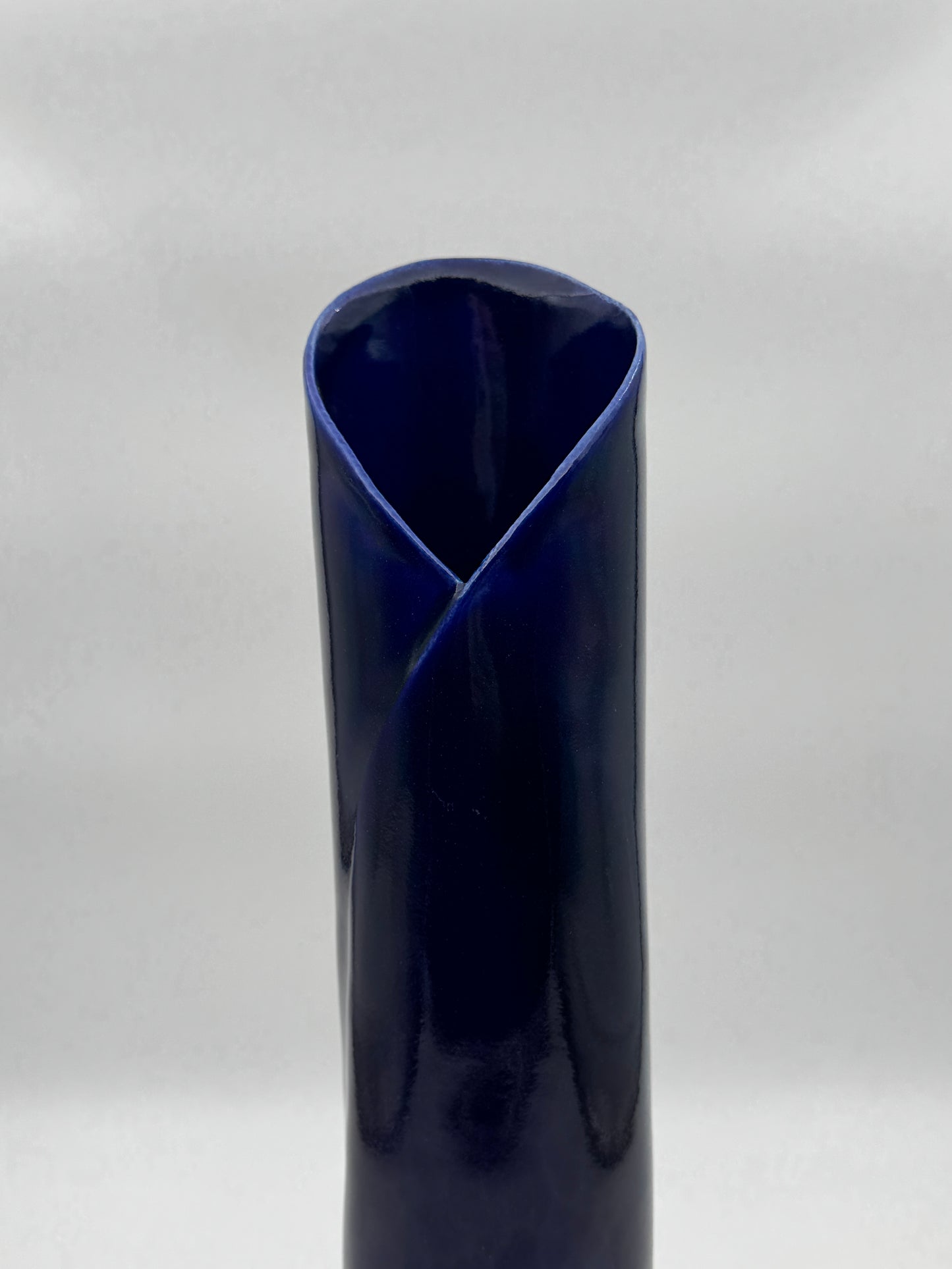 Java Aspen Handmade Ceramic Vase - Tall Cobalt Blue Wrap Design, Modern Art Pottery