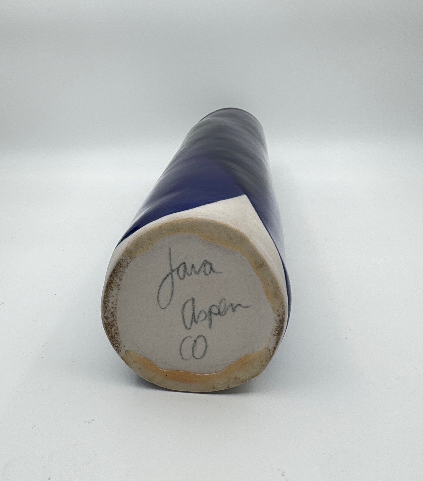 Java Aspen Handmade Ceramic Vase - Tall Cobalt Blue Wrap Design, Modern Art Pottery