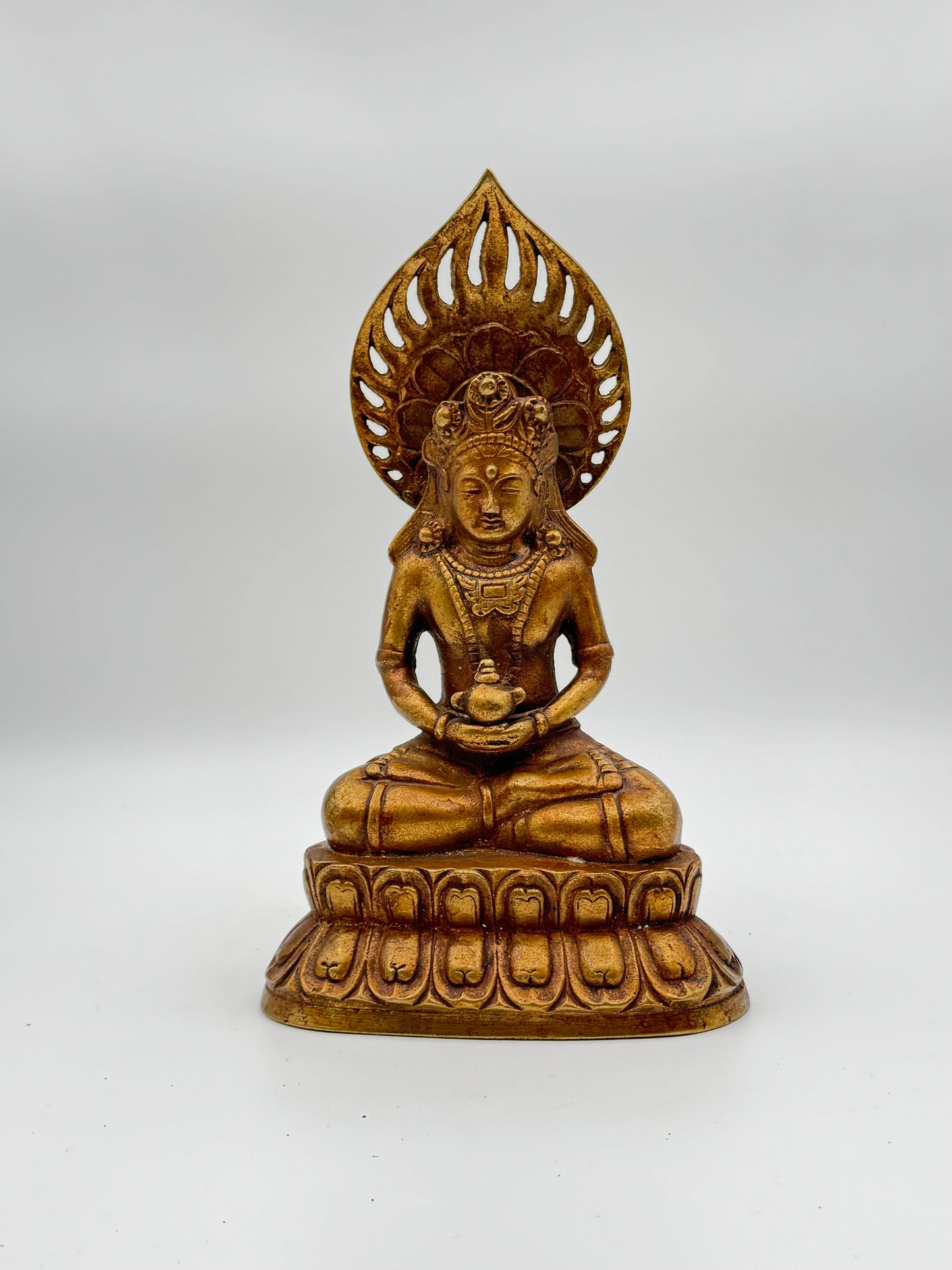 Vintage Chinese Bronze Buddha Statue - Detailed Handcrafted Design, Elegant Lotus Base, Sacred Art Collectible