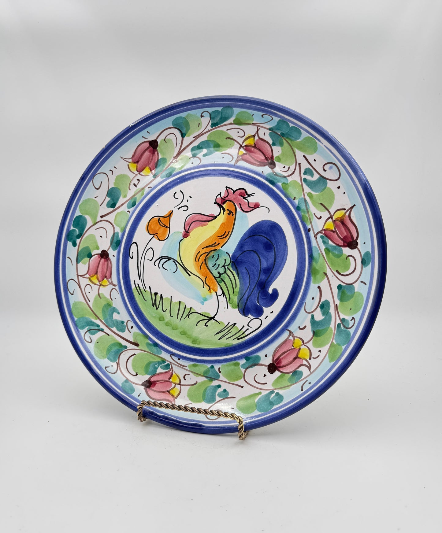 Vietri Galletto Rooster Hand-Painted Terracotta Wall Hanging Bowl – Large 14.5" Italian Ceramic