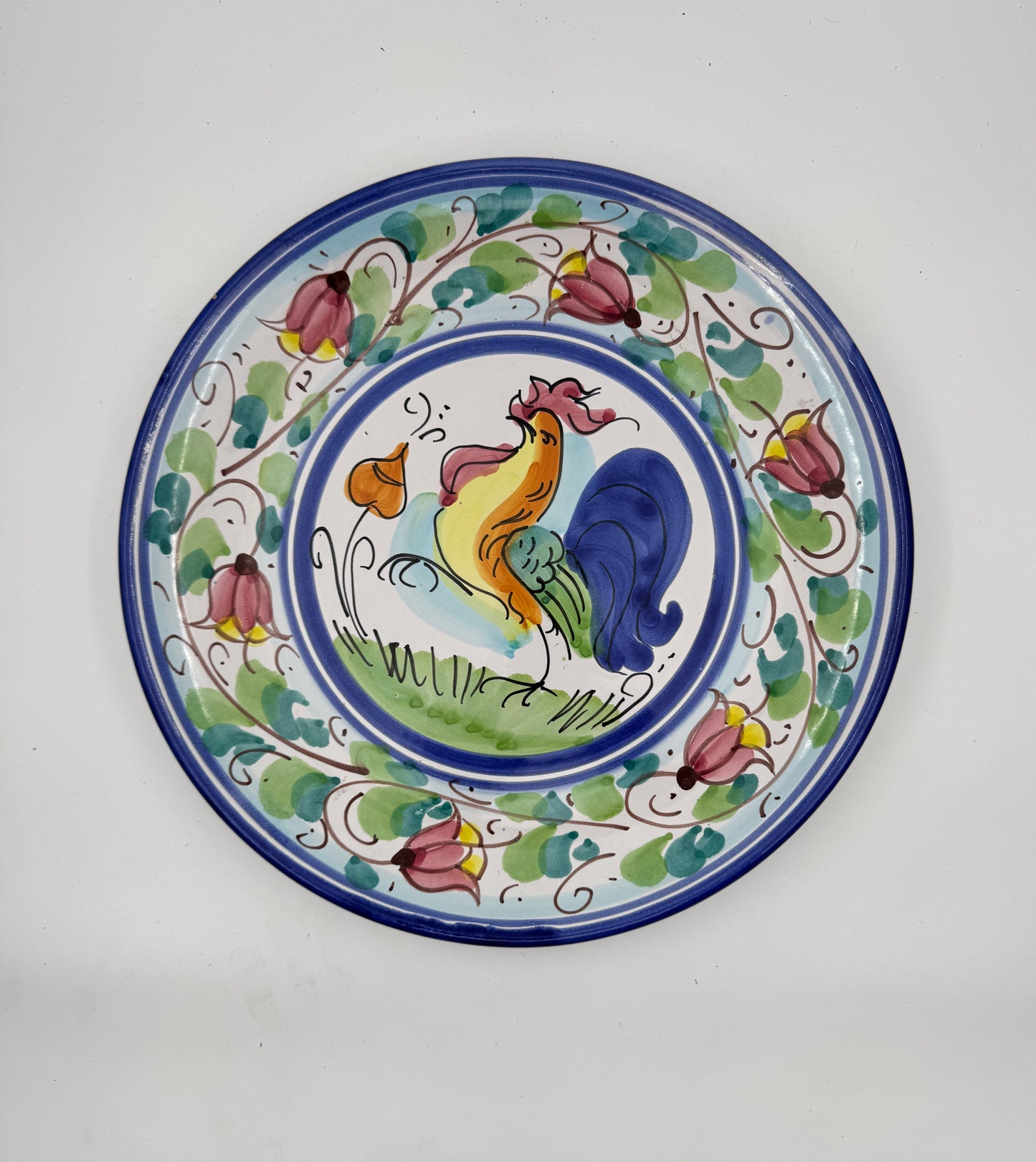 Vietri Galletto Rooster Hand-Painted Terracotta Wall Hanging Bowl – Large 14.5" Italian Ceramic