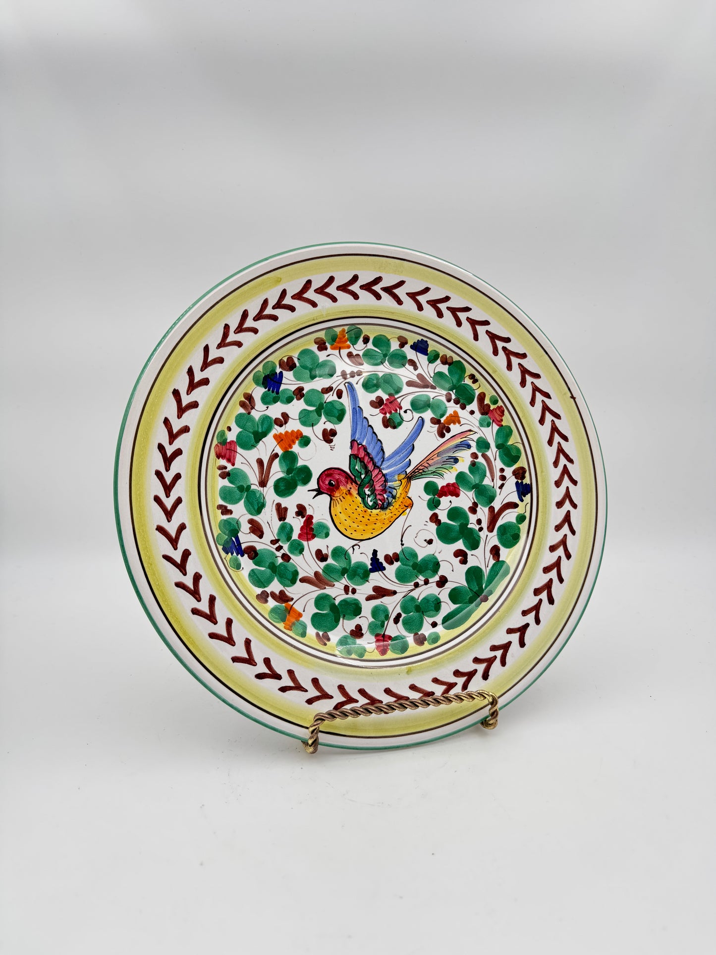 Hand-Painted Italian Ceramic Plate with Vibrant Bird Design – Made in Italy for Toscana