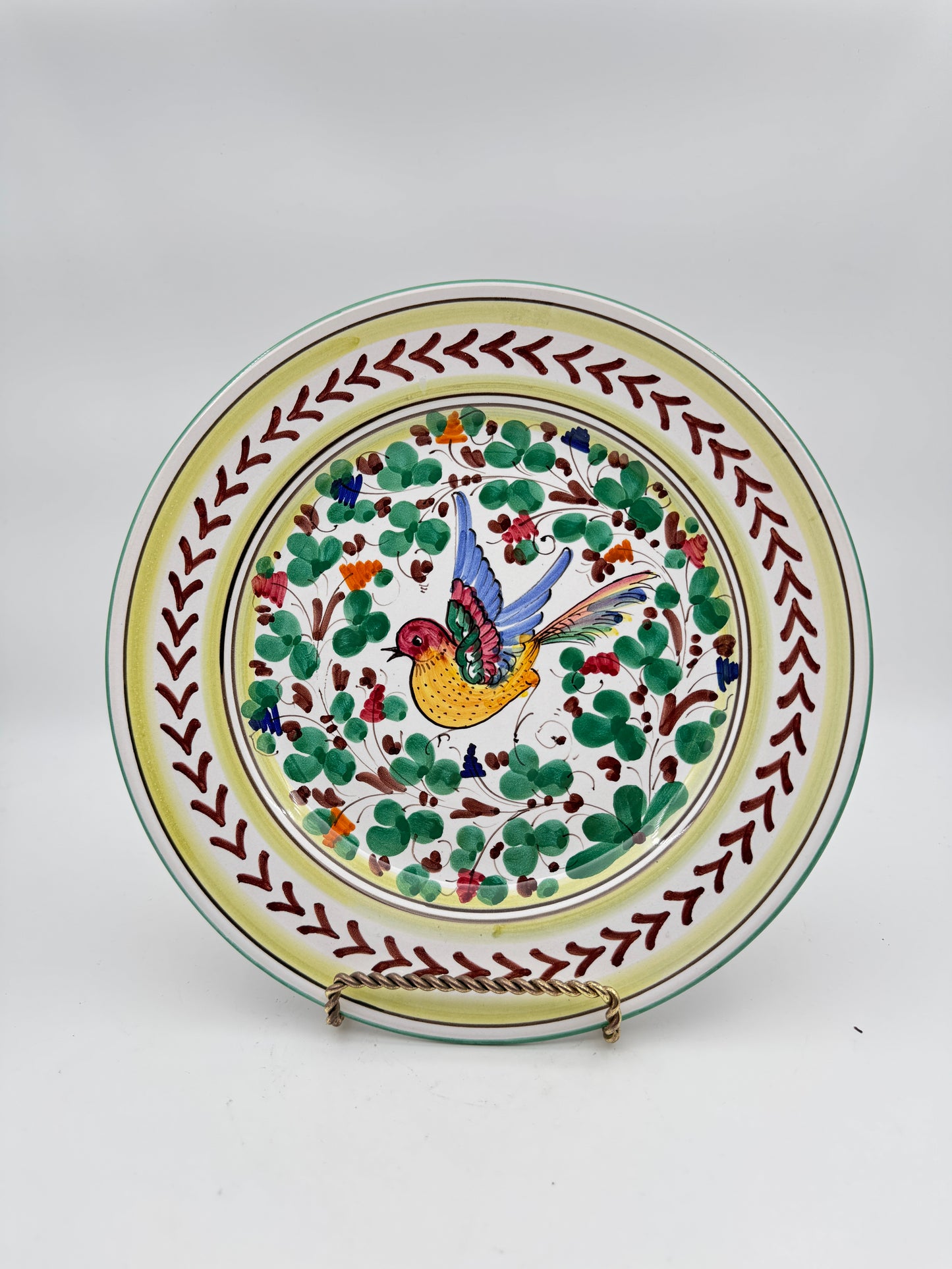 Hand-Painted Italian Ceramic Plate with Vibrant Bird Design – Made in Italy for Toscana