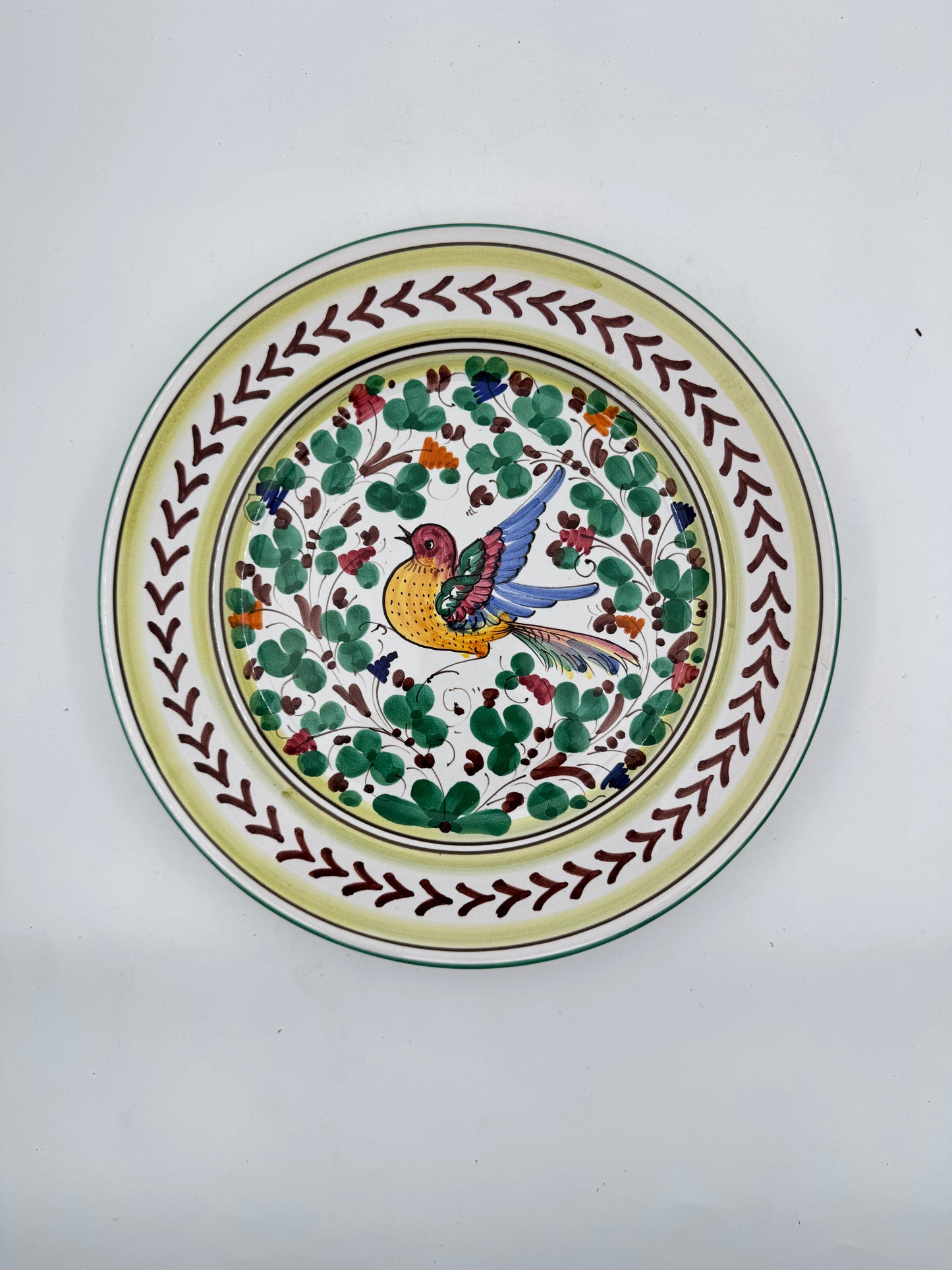 Hand-Painted Italian Ceramic Plate with Vibrant Bird Design – Made in Italy for Toscana