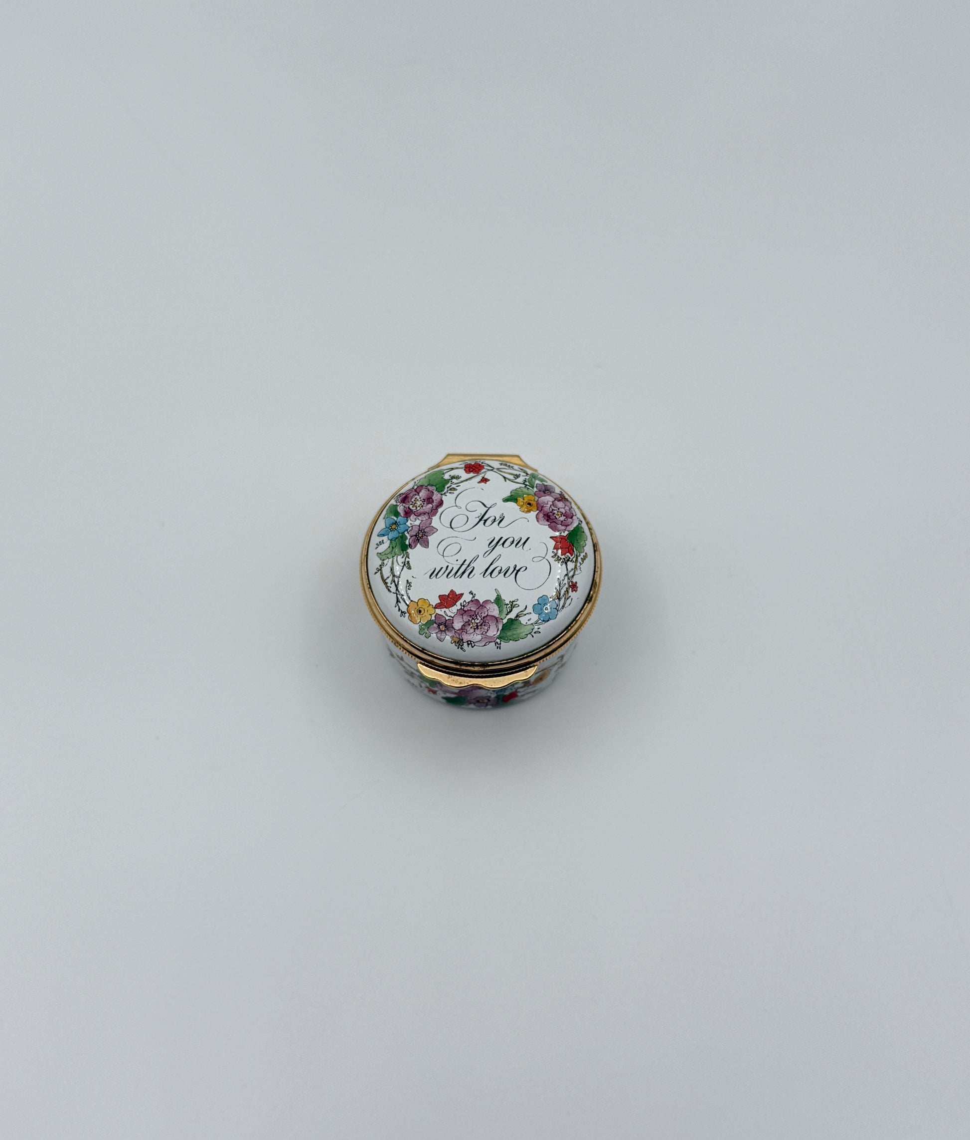 Halcyon Days Enamel Trinket Box – “For You With Love” – England