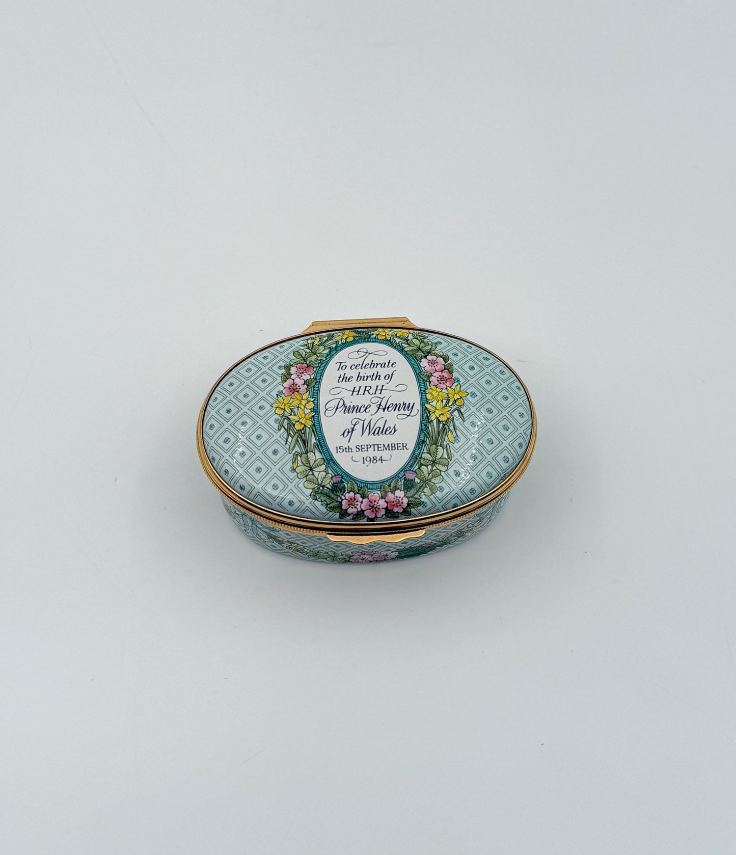 Halcyon Days Enamel Box – Commemorating HRH Prince Henry of Wales 1984