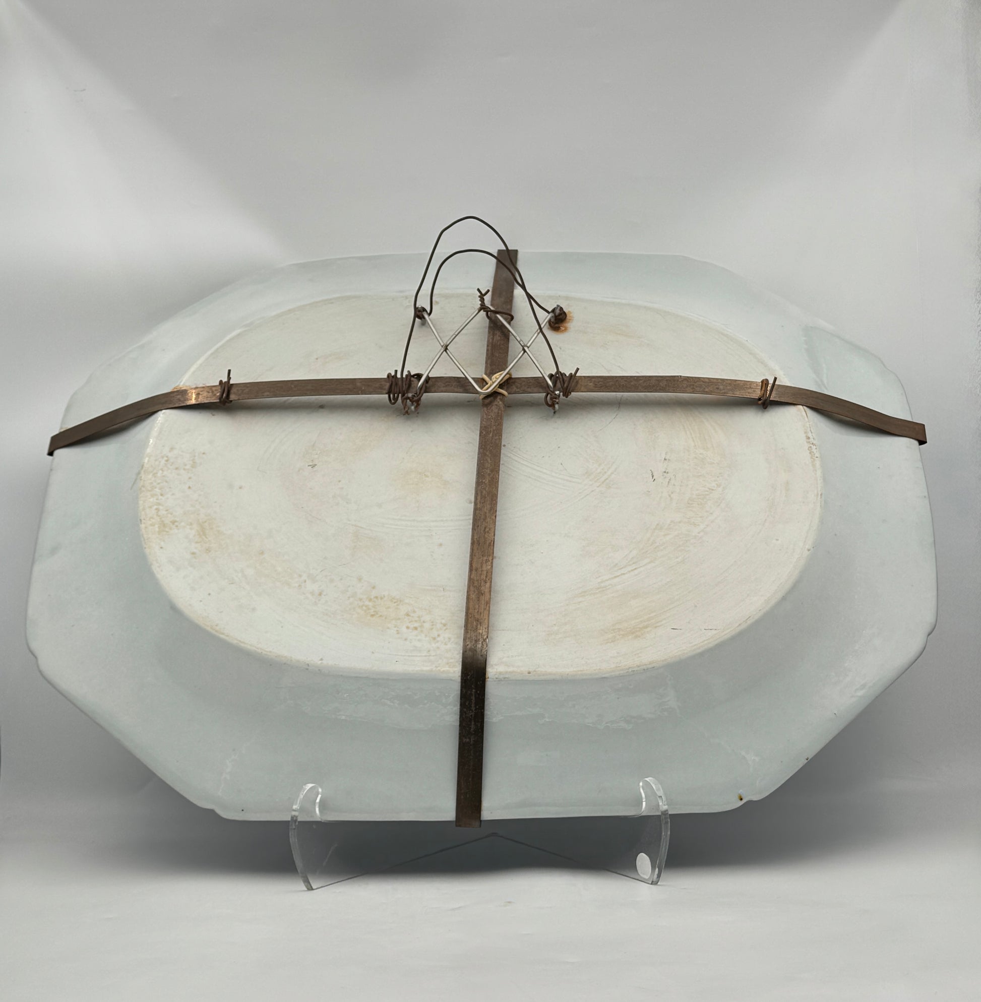 Antique Chinese Export Blue Willow Oval Platter Porcelain Art Decor