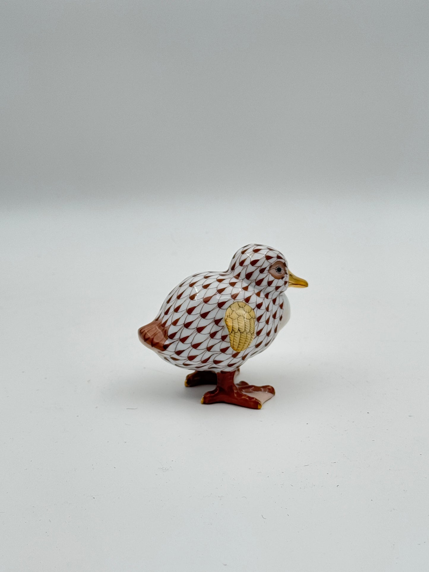 Herend Little Duckling Figurine – Rust & Gold Fishnet with 24K Gold Accents