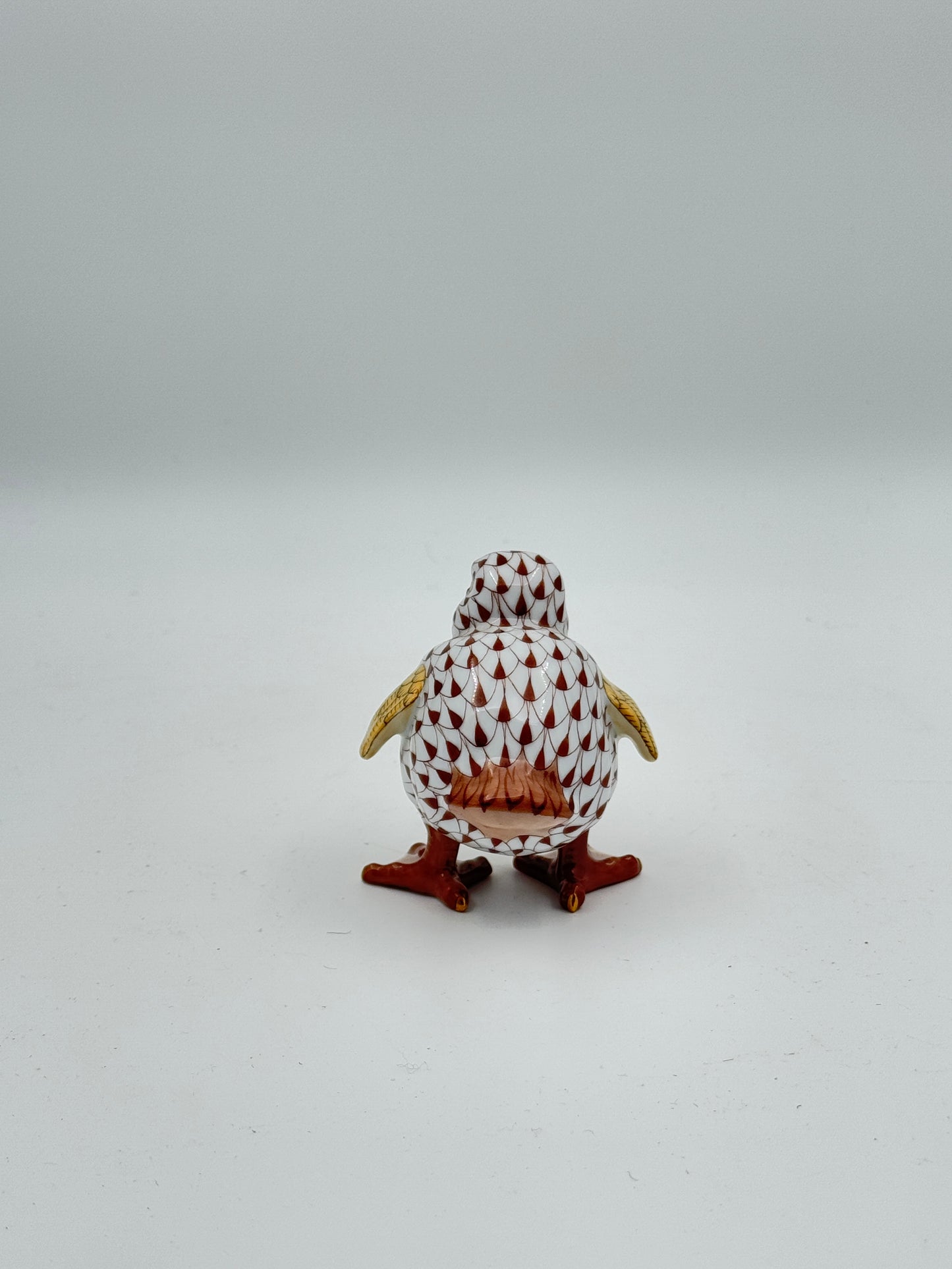 Herend Little Duckling Figurine – Rust & Gold Fishnet with 24K Gold Accents