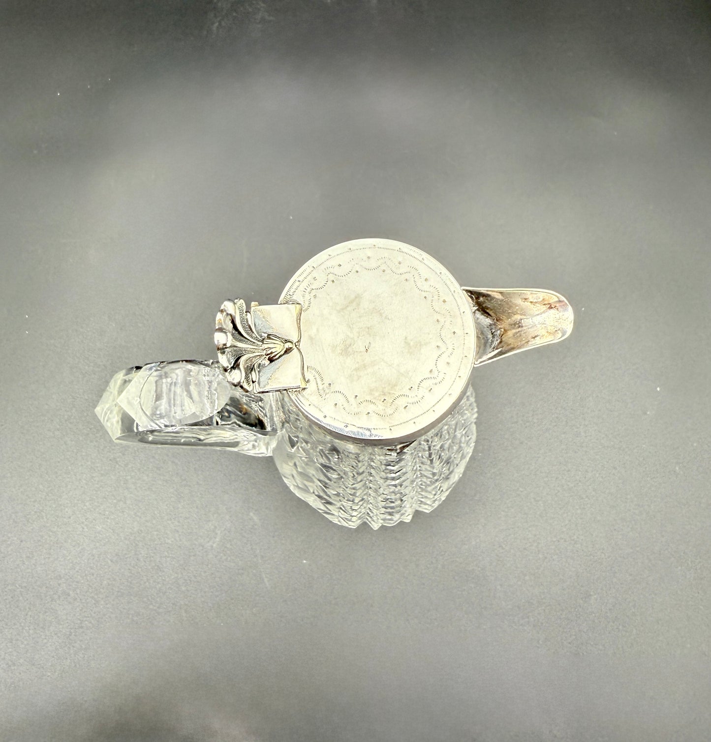 Bohemian Cut Glass Carafe with Silver-Plated Hinged Lid – Antique