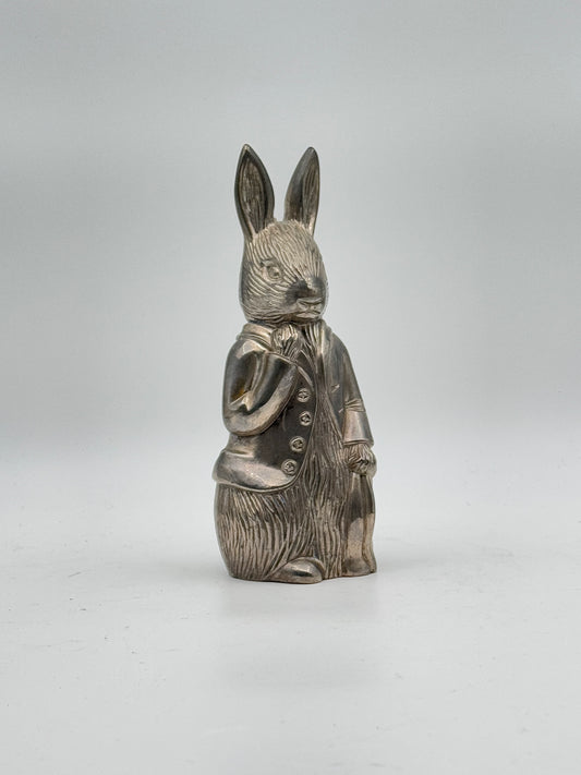 Vintage Silver-Plated Bunny Rabbit Coin Bank – Collectible Peter Rabbit Style Bank by W&W Co.