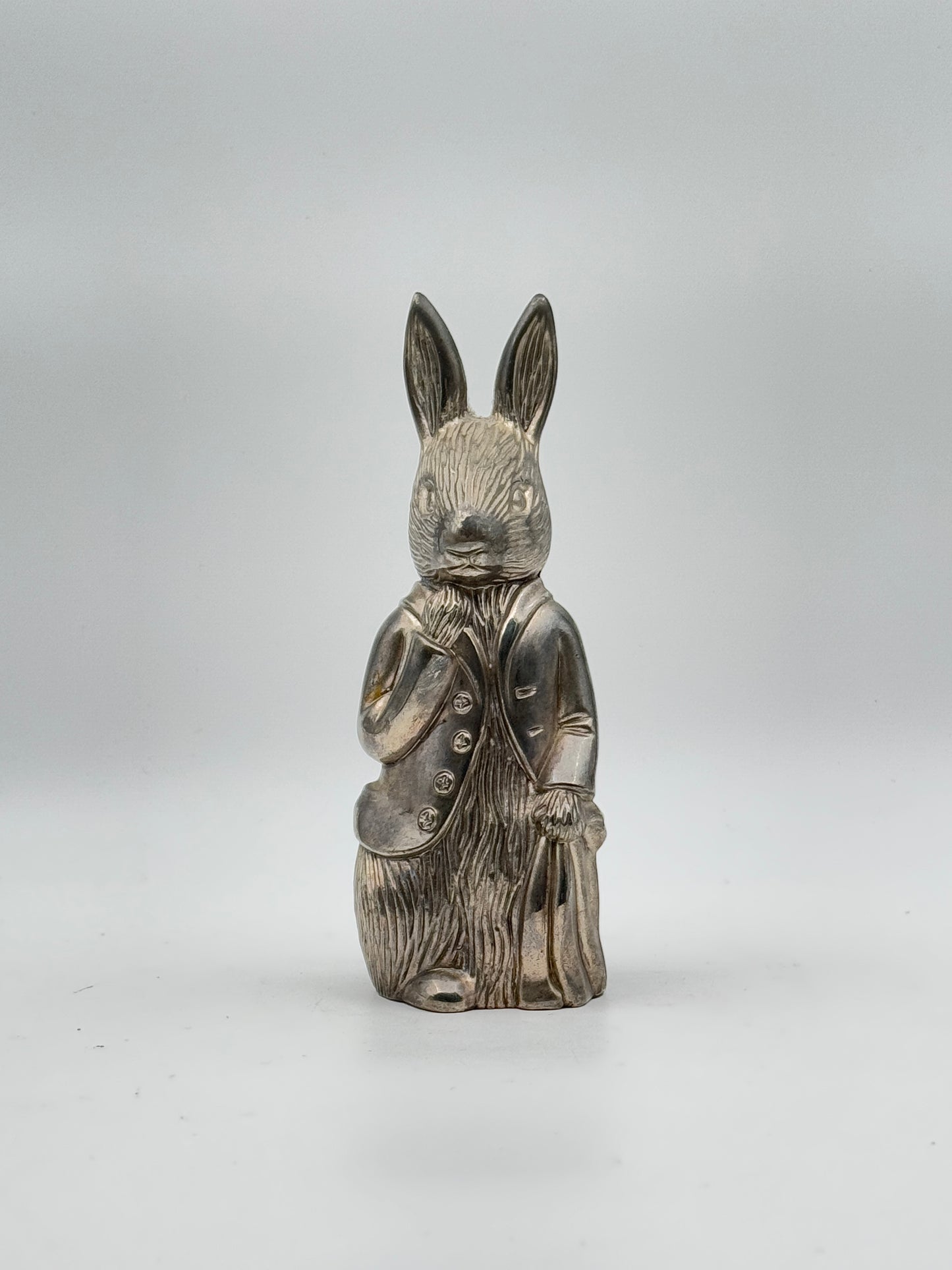 Vintage Silver-Plated Bunny Rabbit Coin Bank – Collectible Peter Rabbit Style Bank by W&W Co.