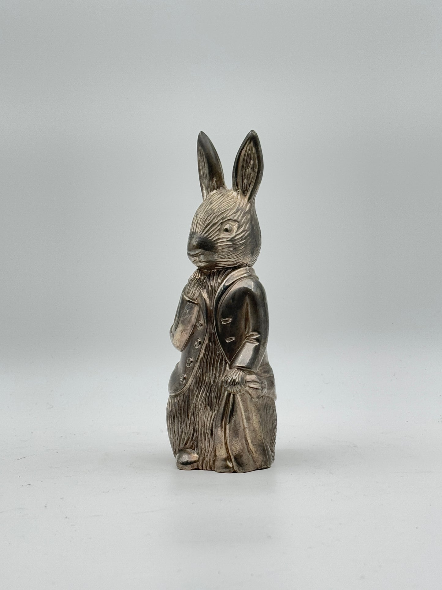 Vintage Silver-Plated Bunny Rabbit Coin Bank – Collectible Peter Rabbit Style Bank by W&W Co.