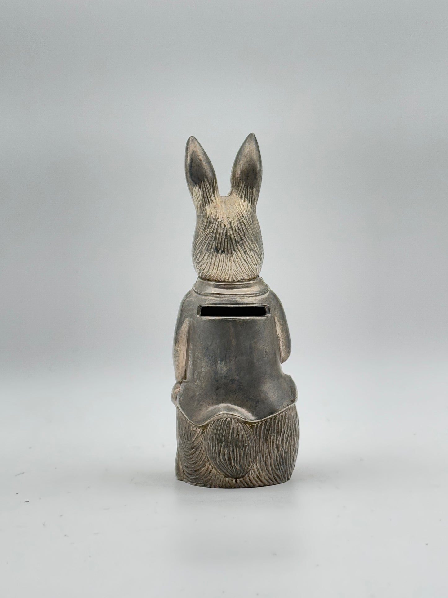 Vintage Silver-Plated Bunny Rabbit Coin Bank – Collectible Peter Rabbit Style Bank by W&W Co.