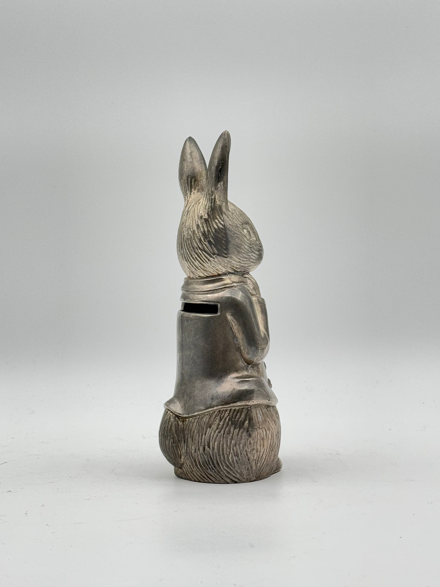 Vintage Silver-Plated Bunny Rabbit Coin Bank – Collectible Peter Rabbit Style Bank by W&W Co.