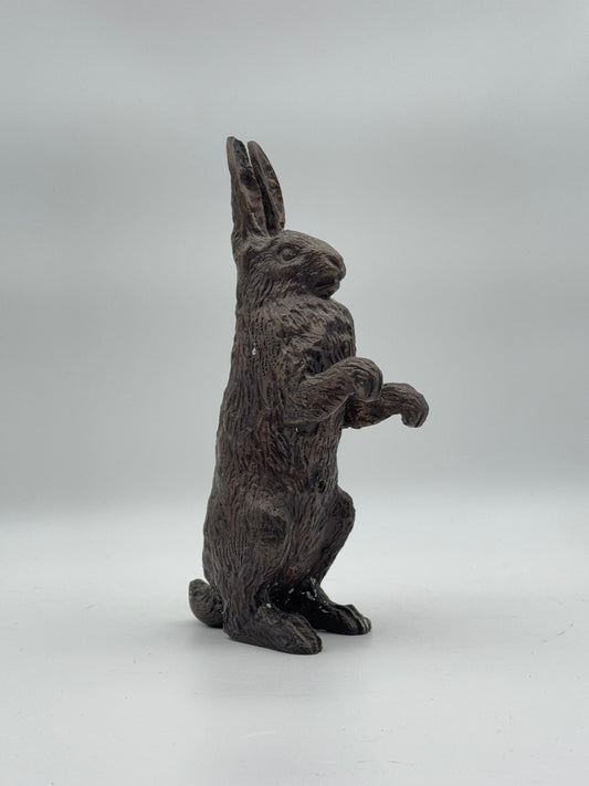 Vintage Bronze Rabbit Figurine – Detailed Standing Hare Sculpture – Vintage Collectible Home Decor