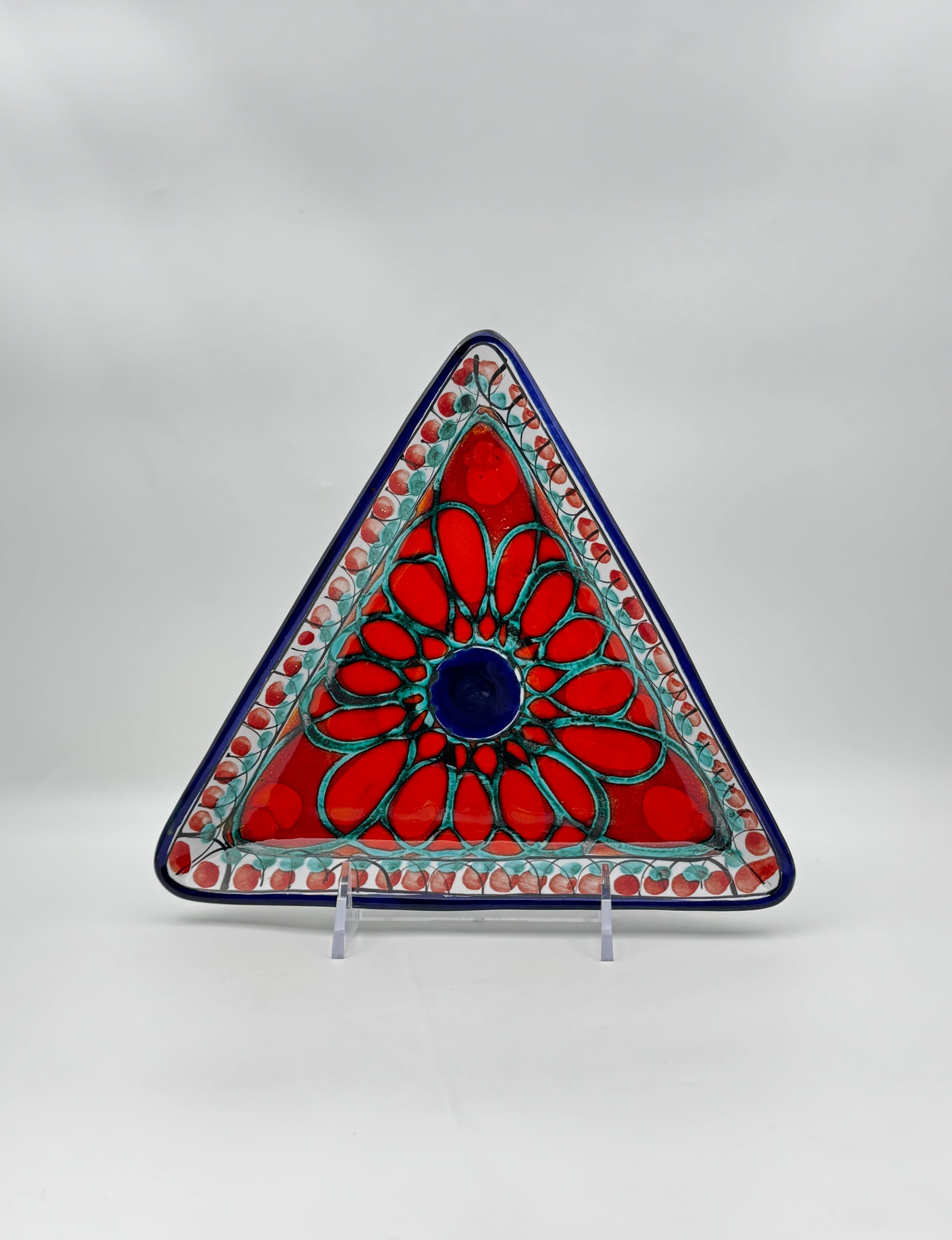 Set of 6 Italian Hand-Painted Triangular Salad Plates Colorful