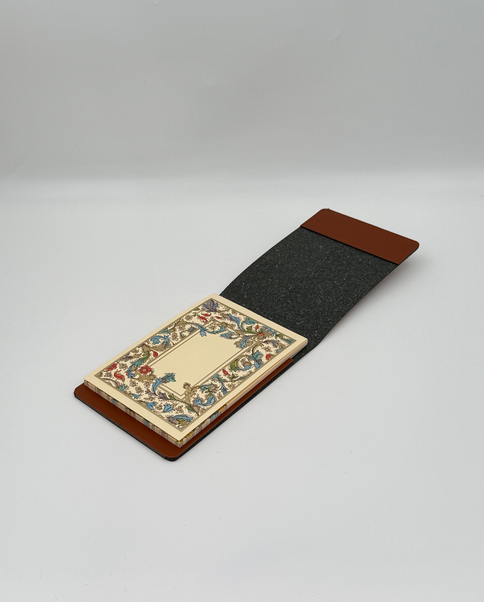 Florentine B7 Brown Leather Memo Pad – Refillable Notepad Holder