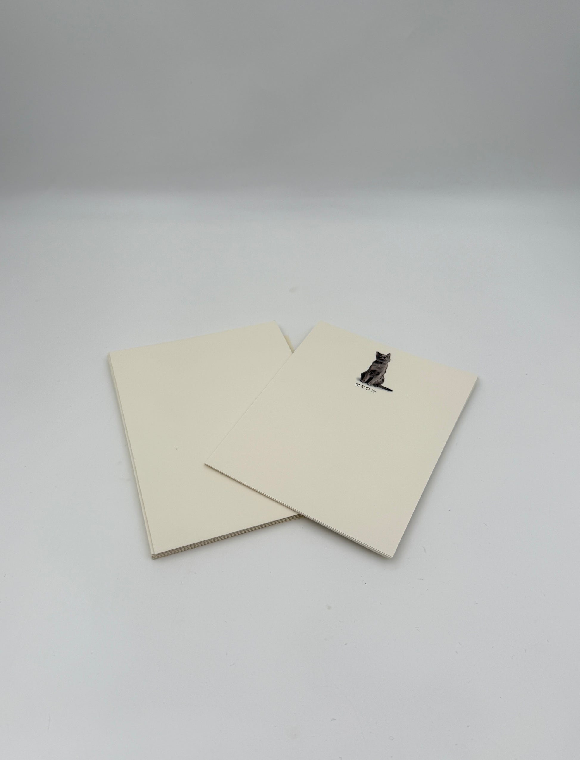 Cat Notecards “MEOW” – Grey Cat Set of 6 by Fable & Sage Cards