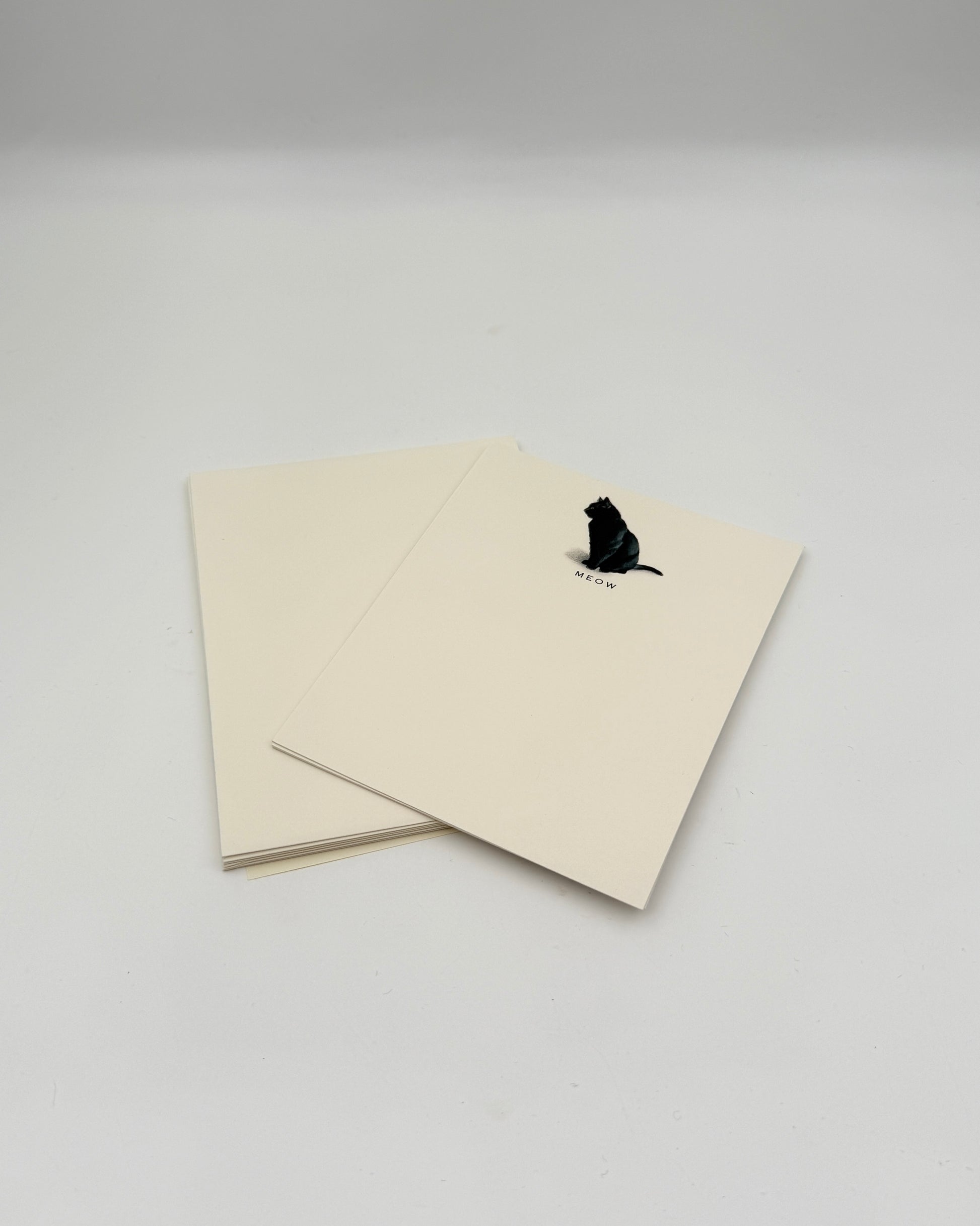 Cat Notecards “MEOW” – Black Cat Set of 6 by Fable & Sage Cards