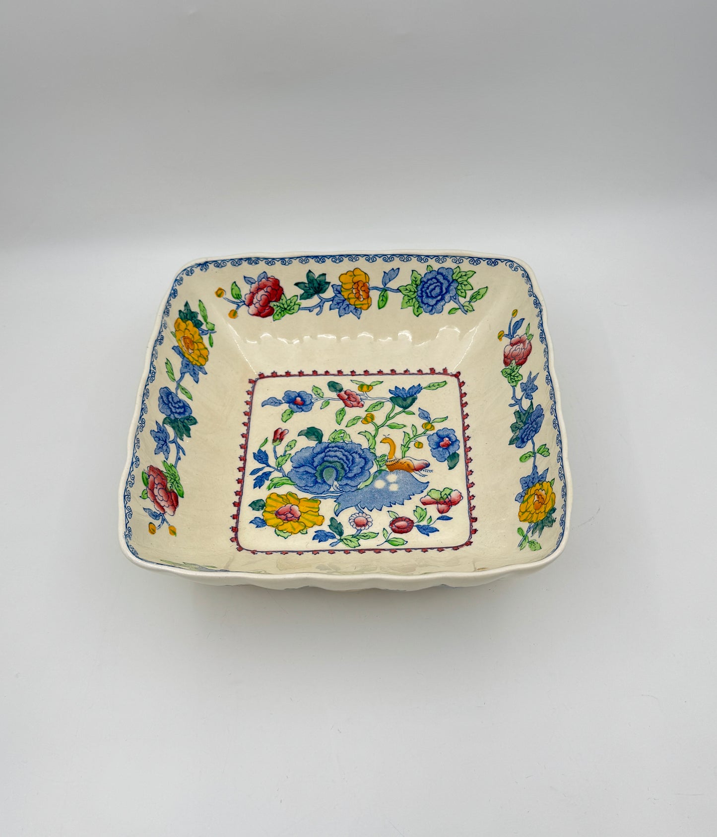 Vintage Mason’s “Plantation Colonial” Square Bowl – English Ironstone