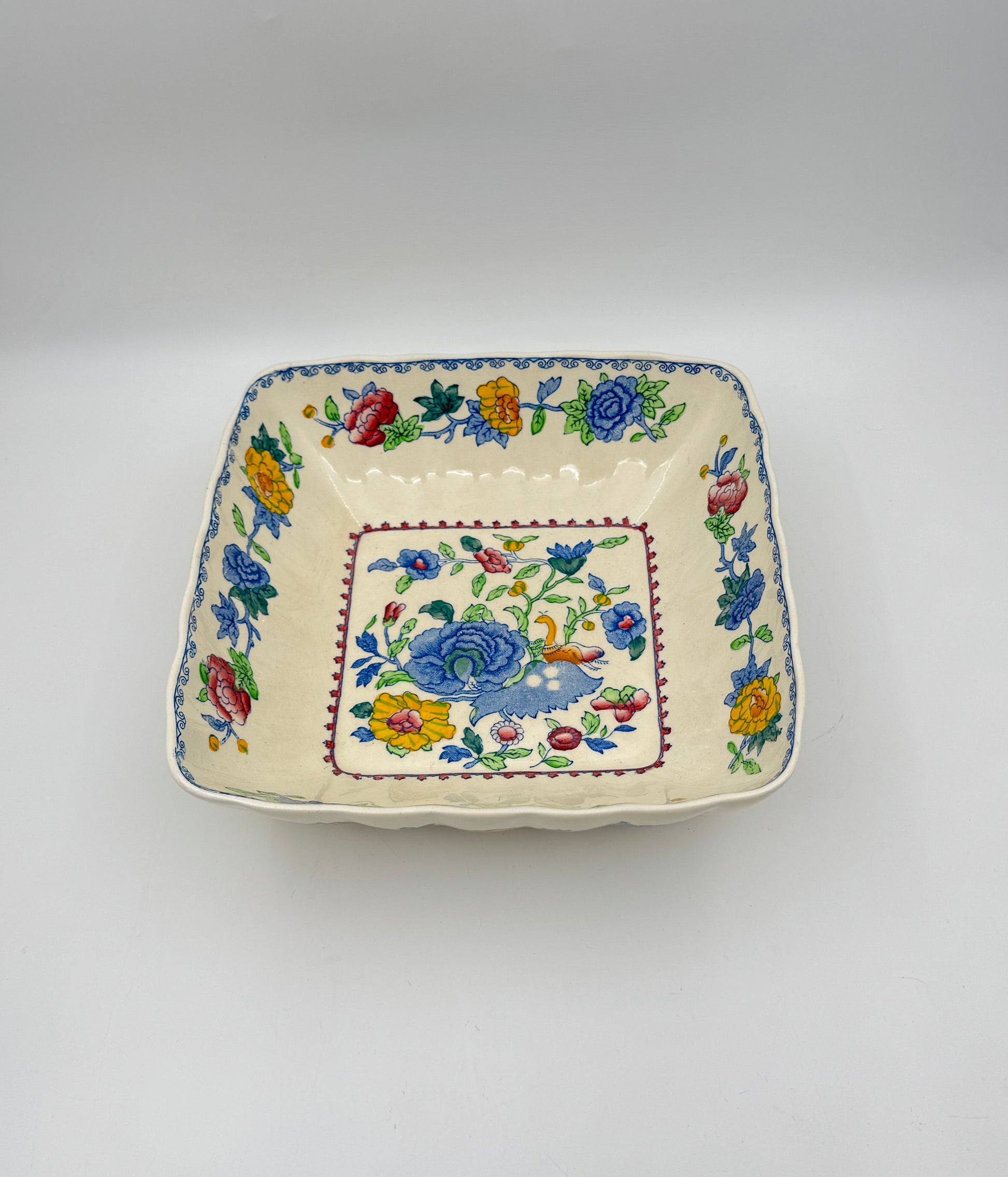 Vintage Mason’s “Plantation Colonial” Square Bowl – English Ironstone