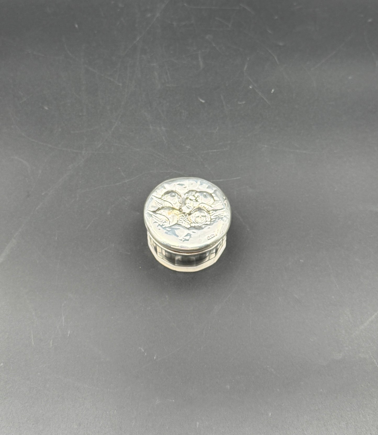 Sterling Silver Lidded Vanity Jar – Birmingham, Angels, c.1906 England