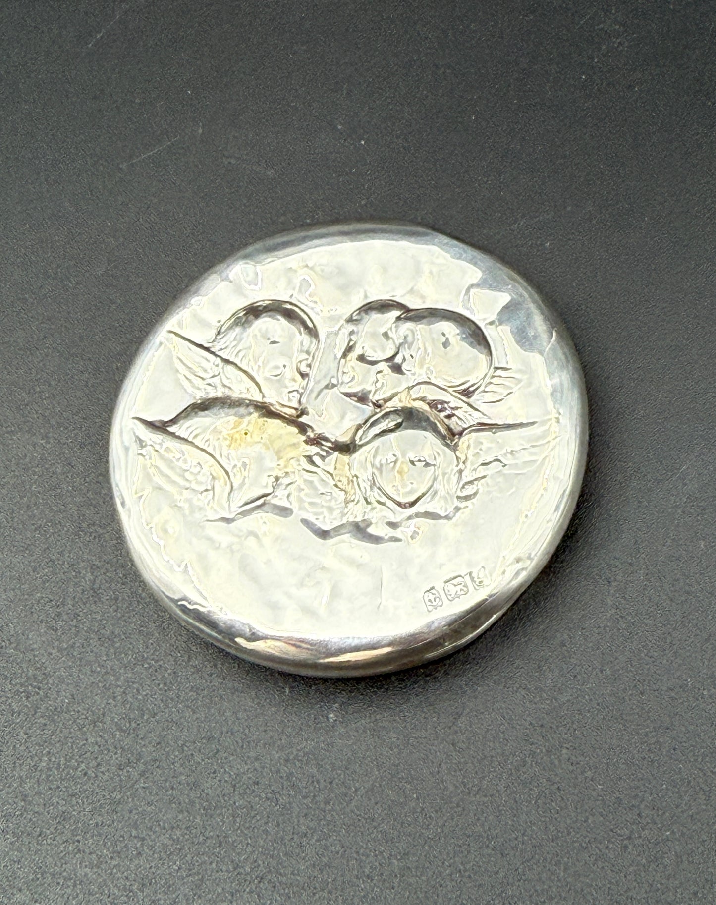 Sterling Silver Lidded Vanity Jar – Birmingham, Angels, c.1906 England