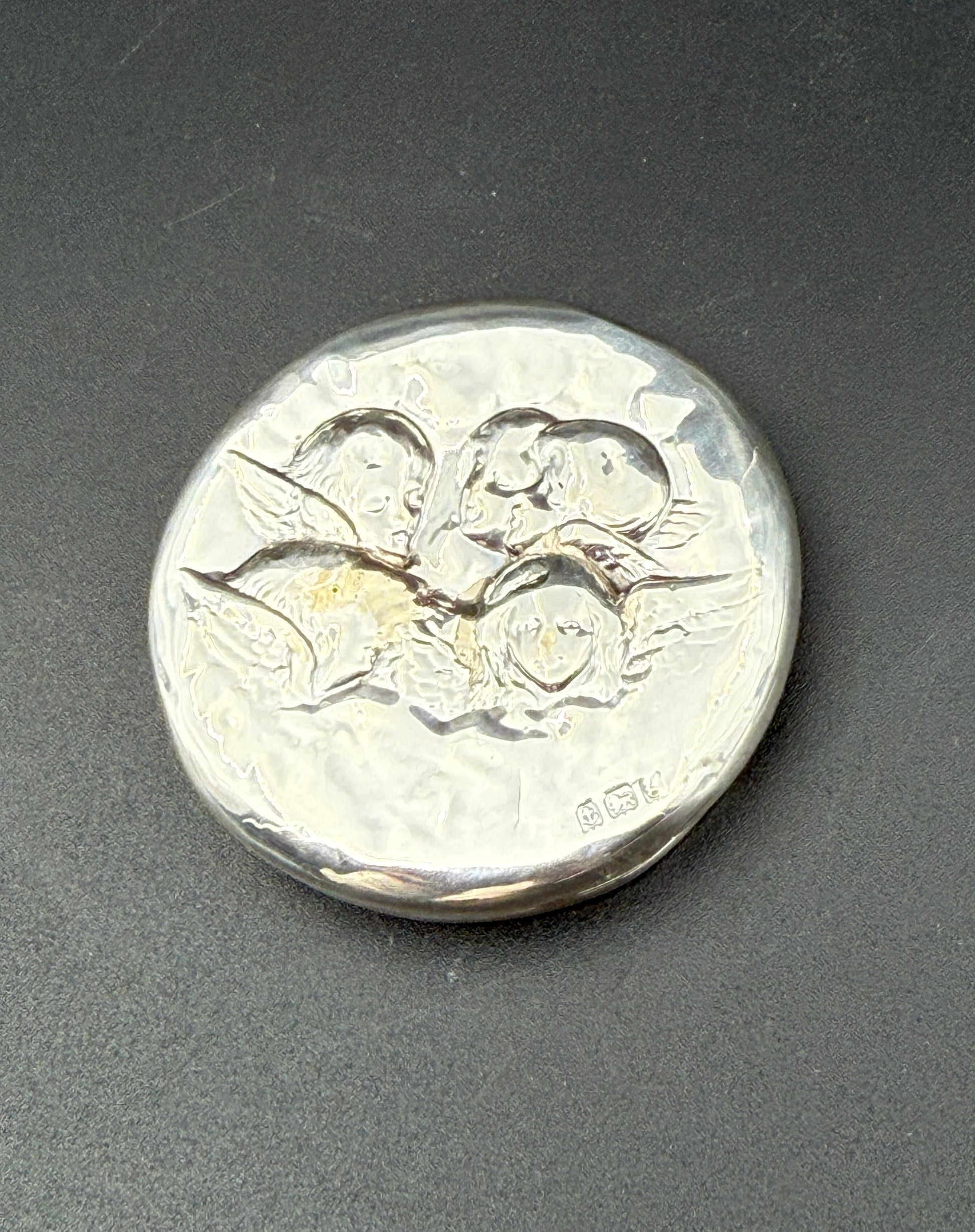 Sterling Silver Lidded Vanity Jar – Birmingham, Angels, c.1906 England